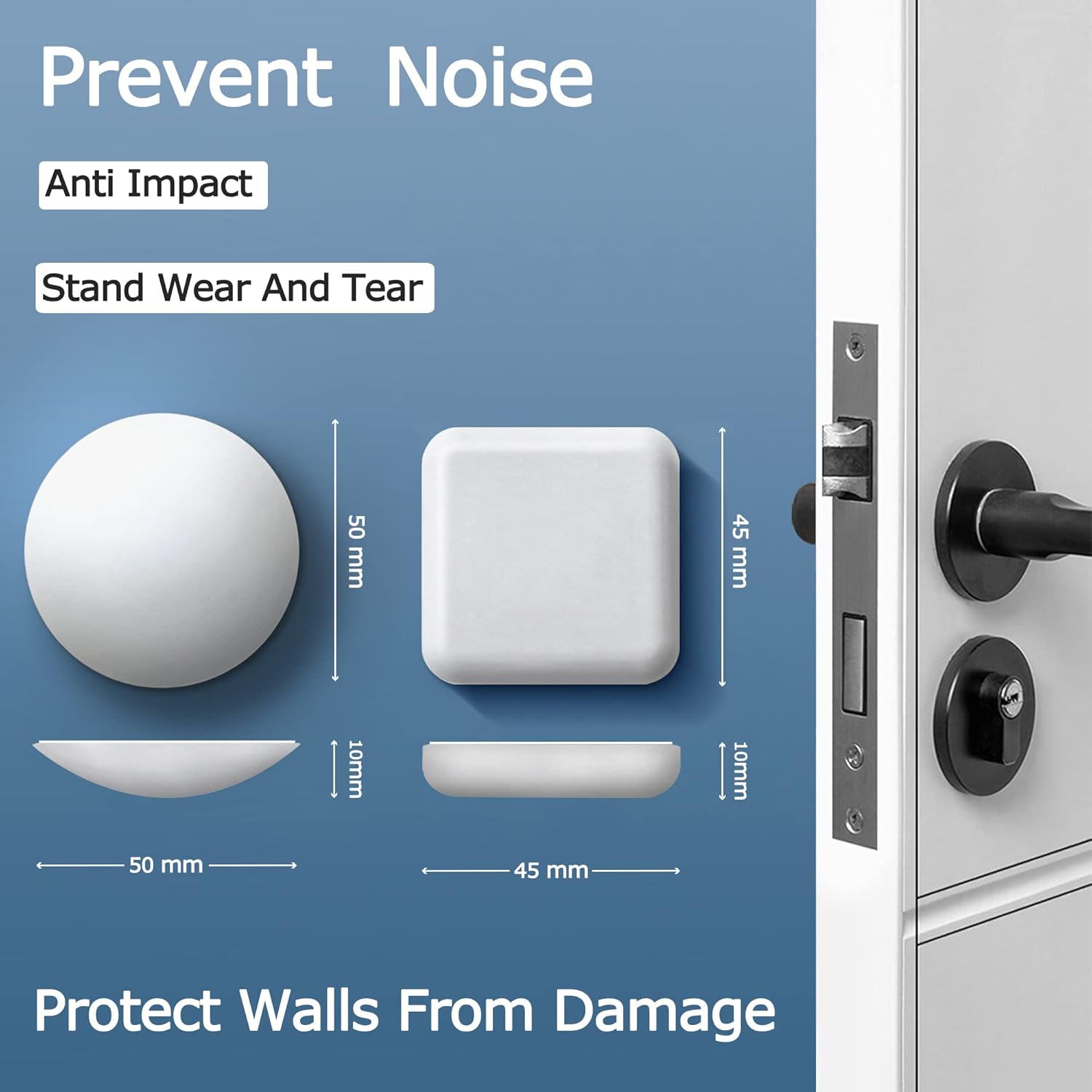 Door Stoppers Wall Protector Buffer Guard Doorknob Door Handle Bumper Self Adhesive Silencer Soft Rubber Crash Pad for Home Office