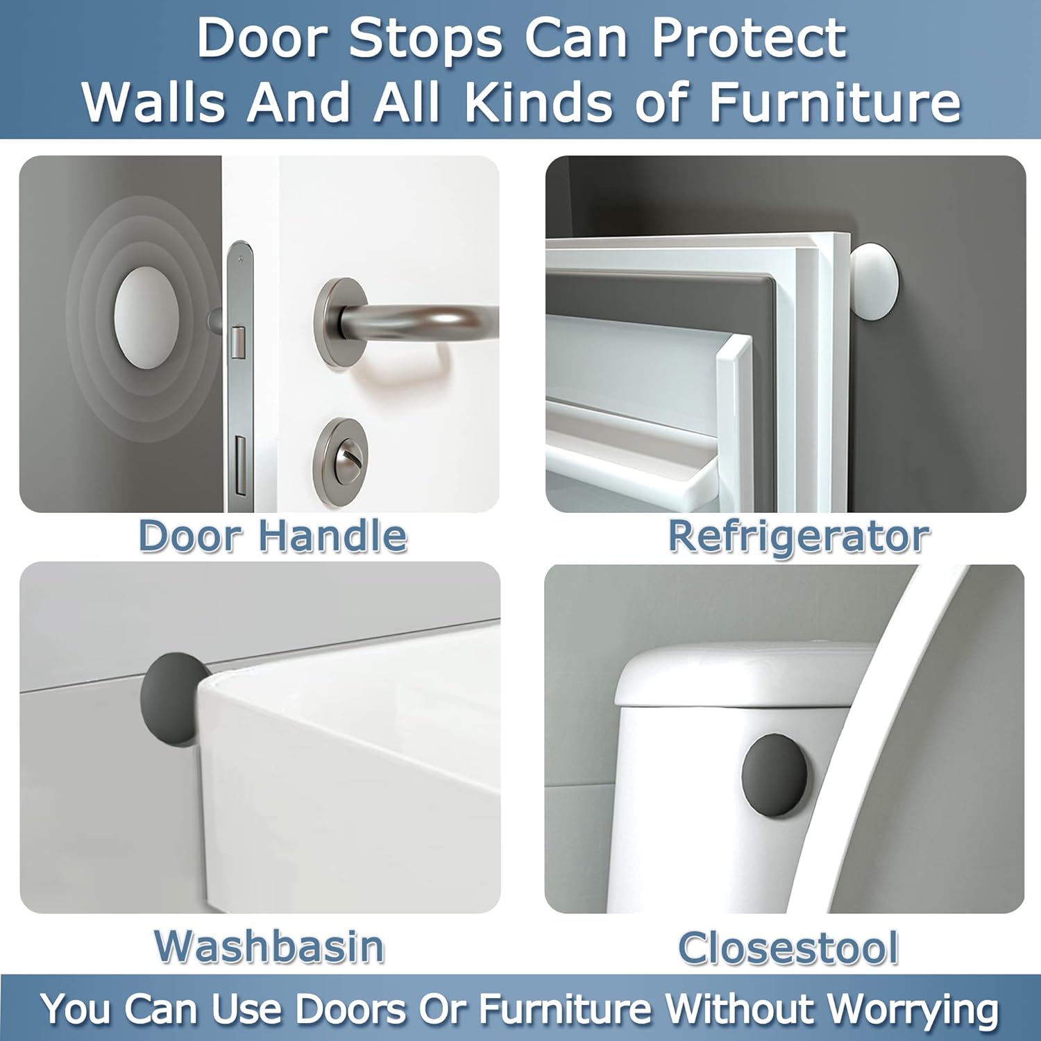 Door Stoppers Wall Protector Buffer Guard Doorknob Door Handle Bumper Self Adhesive Silencer Soft Rubber Crash Pad for Home Office
