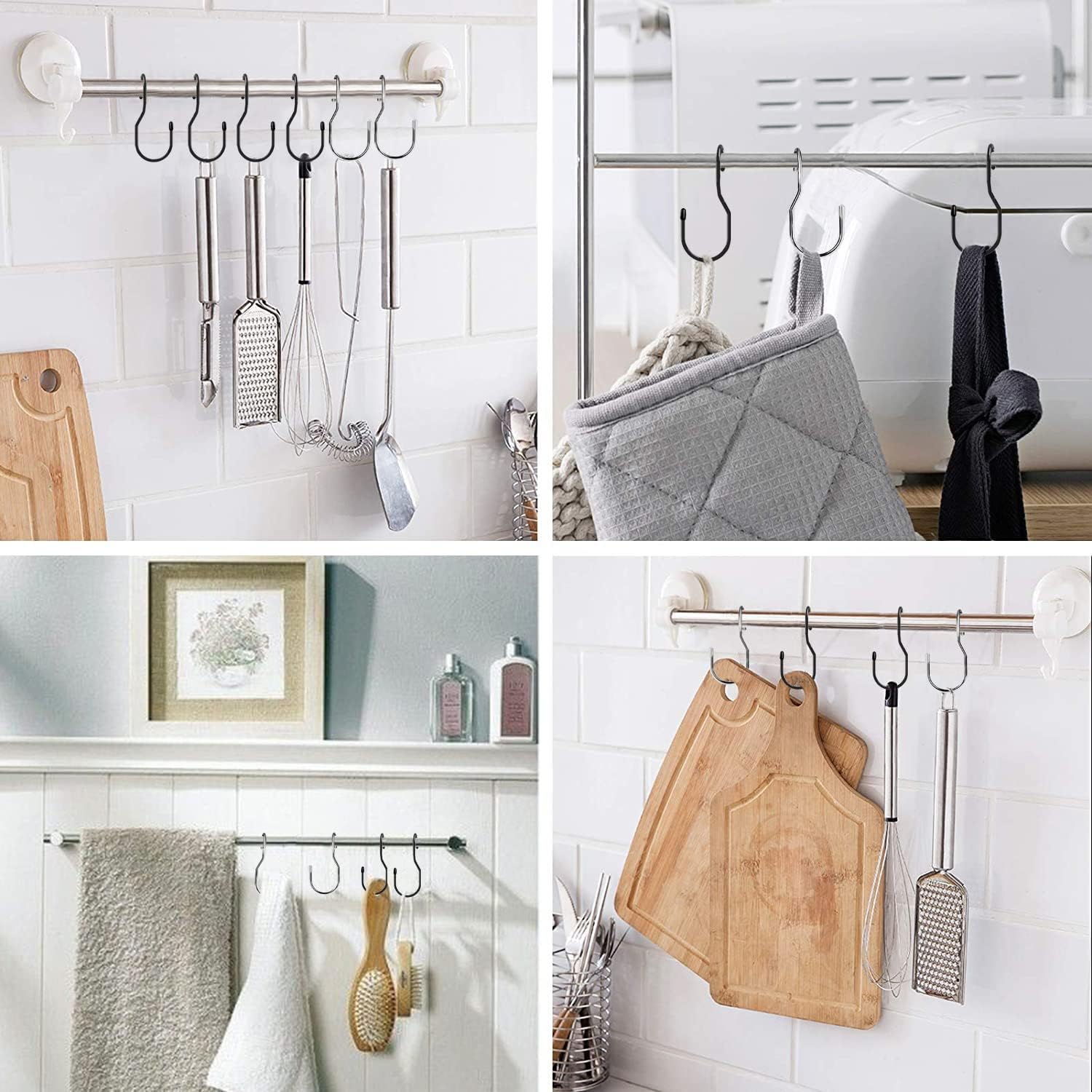 Purse Hanger for Closet, Unique Twist Design Bag Hanger Purse Hooks, 5 inch Large Size Closet Rod Hooks for Hanging Bags, Purses, Handbags, Belts, Scarves, Hats,Clothes, Pans and Pots 12 Pack Black
