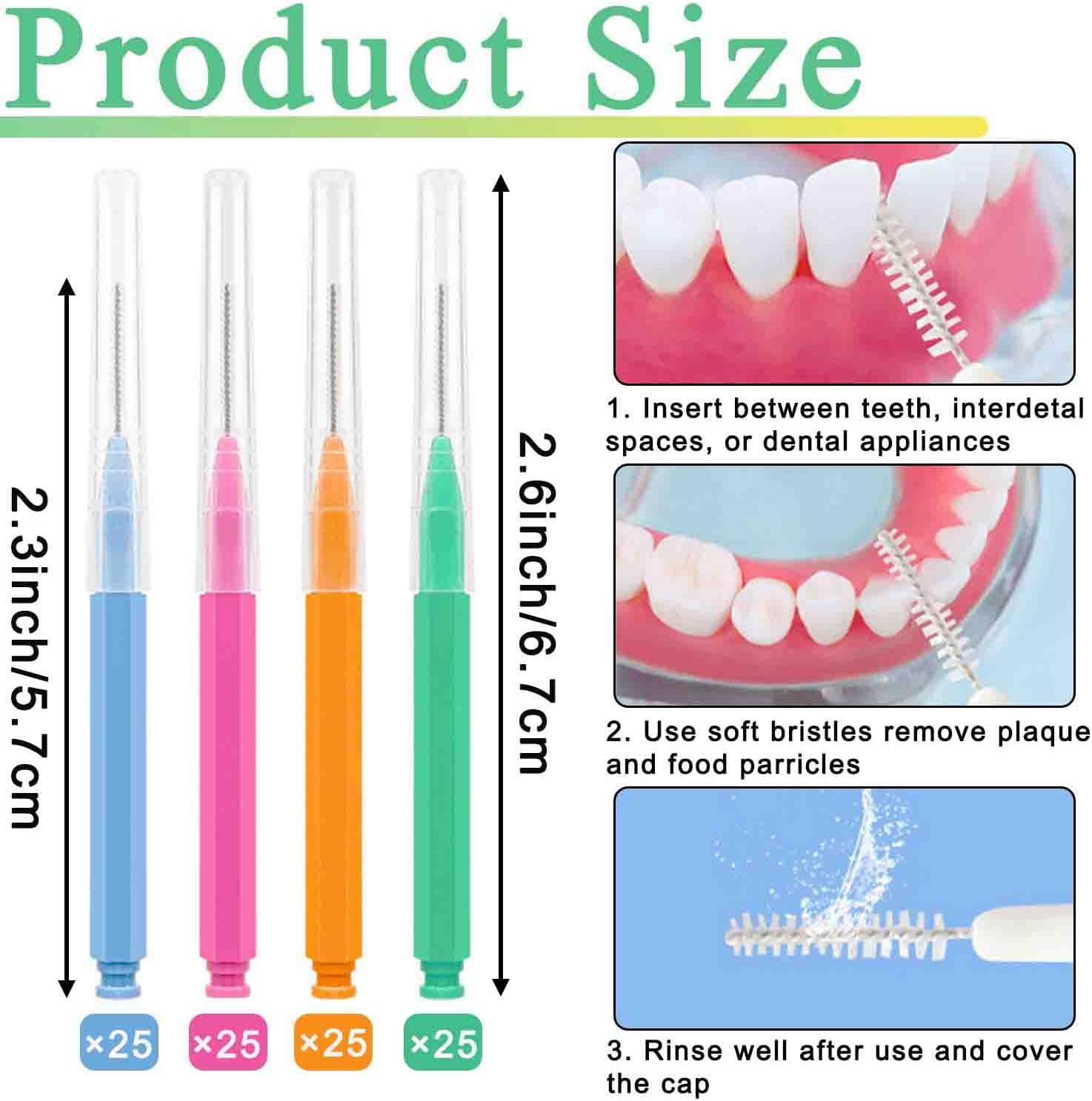 100pcs Interdental Brhes Dental Cleaning Tools Tooth Floss Picks Oral Hygiene Toothpicks