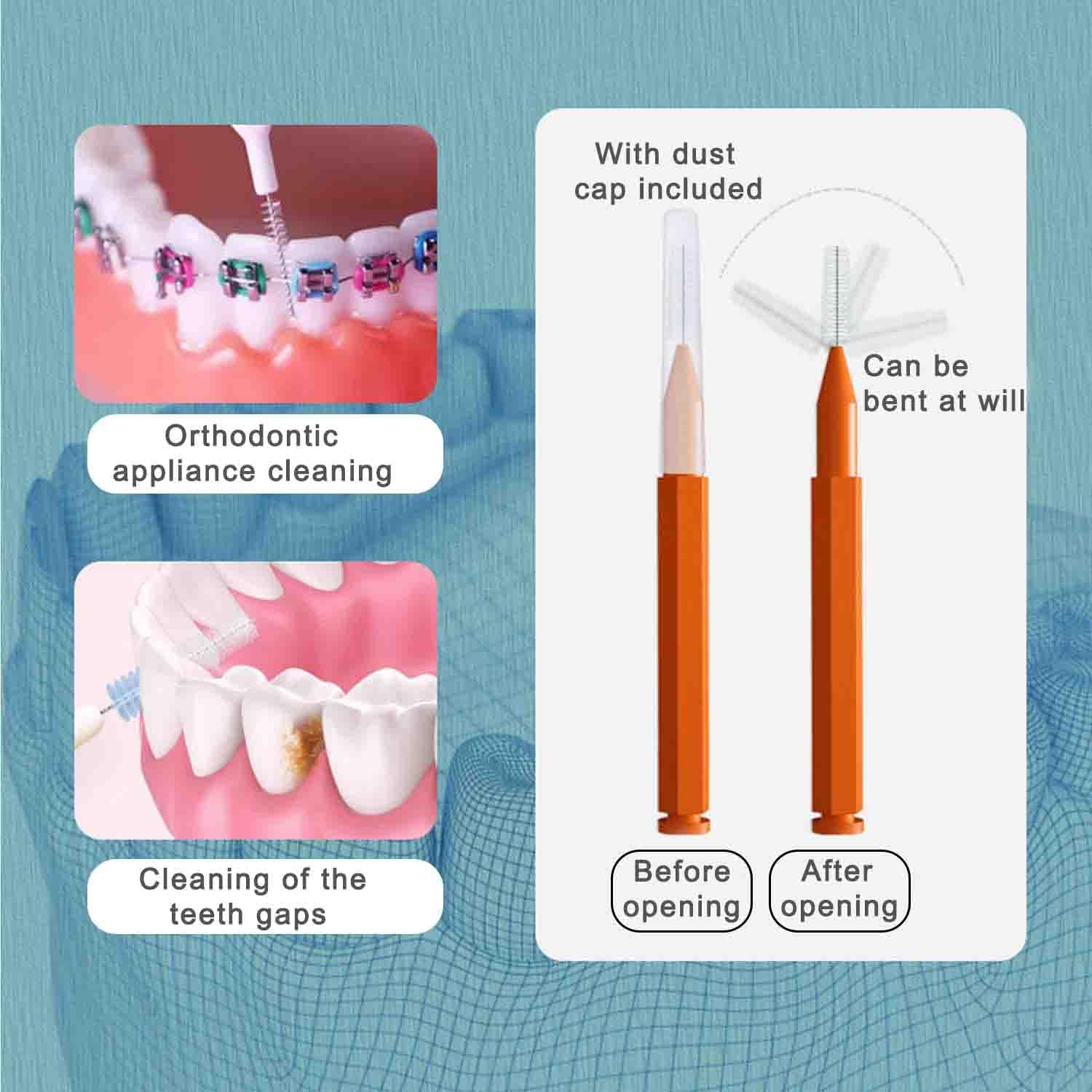 100pcs Interdental Brhes Dental Cleaning Tools Tooth Floss Picks Oral Hygiene Toothpicks