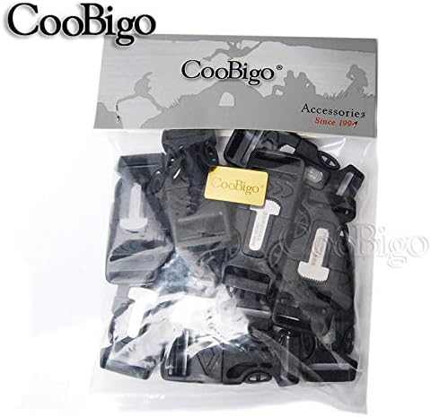 CooBigo 10Pack 3/4" 19mm Fire Starter Survival Whistle Buckle Flint Scraper for Paracord Bracelet Key Lanyard Ourdoor Hiking Camping Backpack Bag Pets Collar DIY Travel Kits
