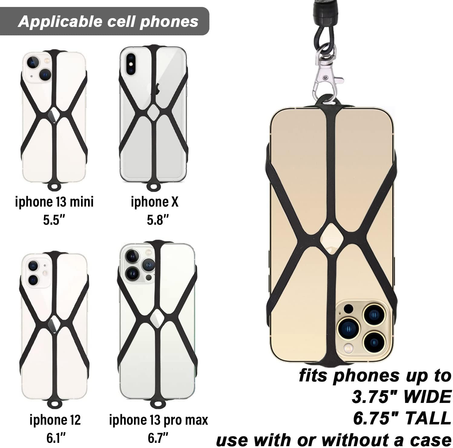 2 Pcs Phone Lanyard Strap with Carabiner – Drop-Prevention Accessory for Outdoor Activities like Ski, Hike, Bike, Fish & Climb – Compatible with Most Smartphones