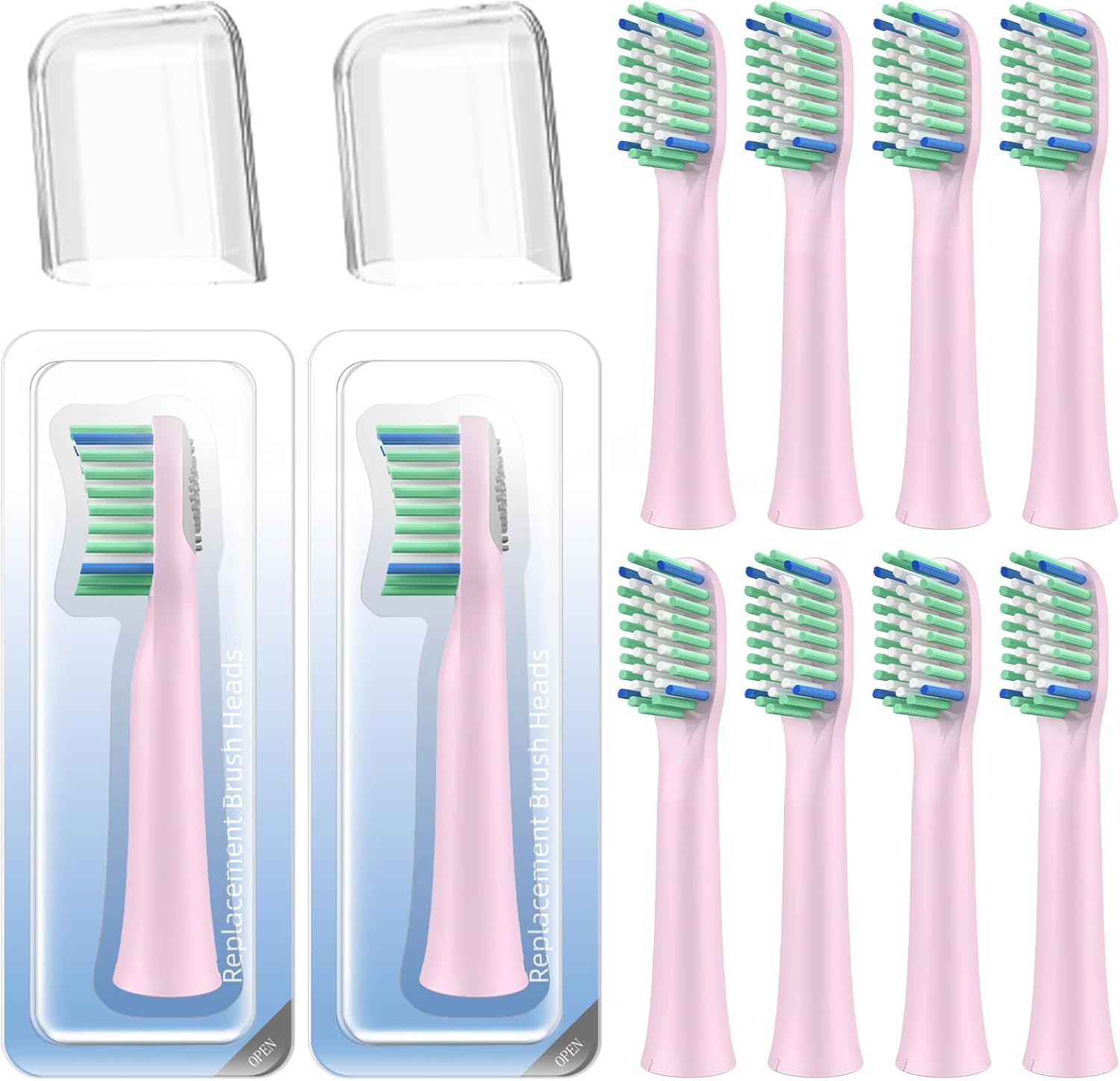 10 Pack Toothbrh Replacement Heads Compatible with Rtauys M5 Sonic Electric Toothbrh Sakura Pink, 10 Count Pack of 1