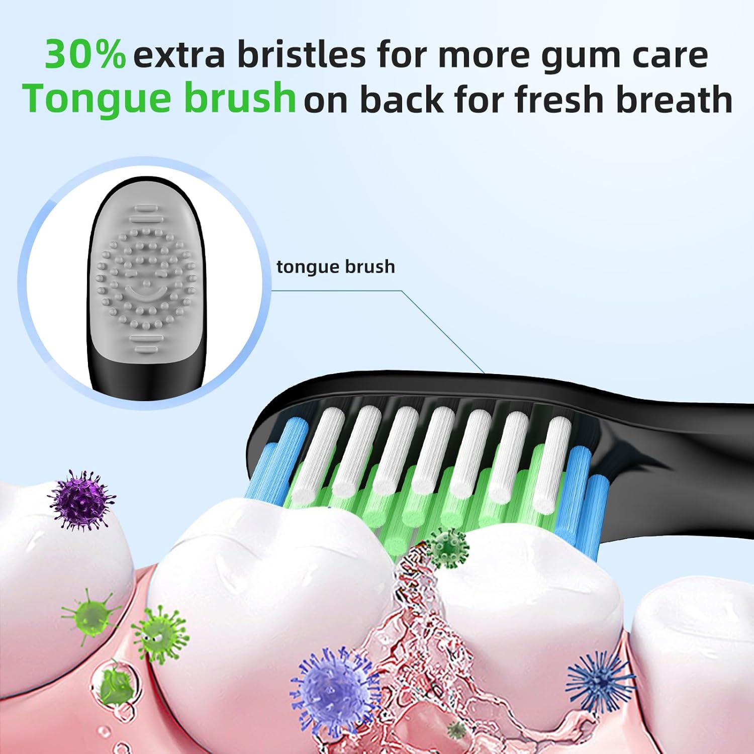 10 Pack Toothbrh Replacement Heads Compatible with Bitvae D2 Sonic Electric Toothbrh, 10 Count Black, 10 Count Pack of 1