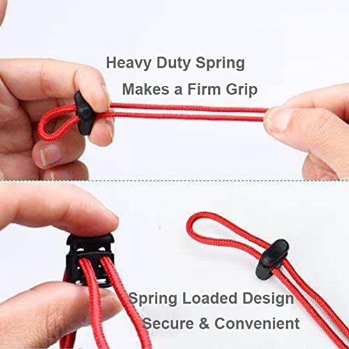 CooBigo Plastic Cord Locks for Drawstrings Double Hole Spring Stopper Fastener Slider Toggles End
