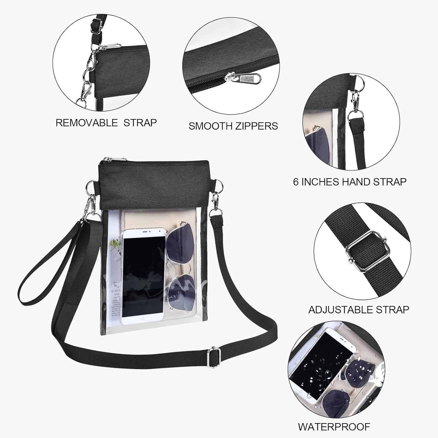 Clear Stadium Approved Crossbody Bag Transparent Tote Purse for Work Concert Sports