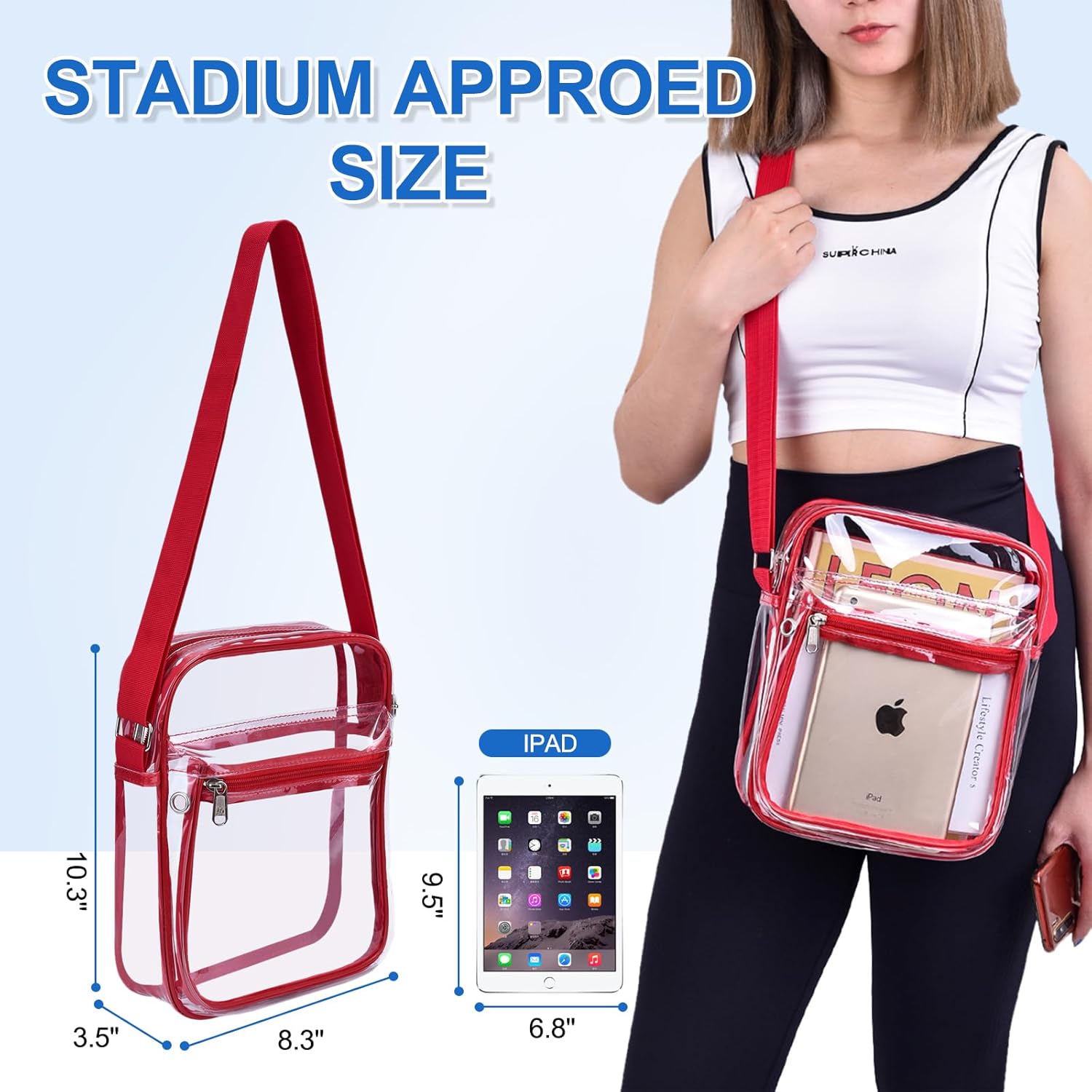 Clear Purse for Stadium Events Clear Messenger Bag for Men and Women