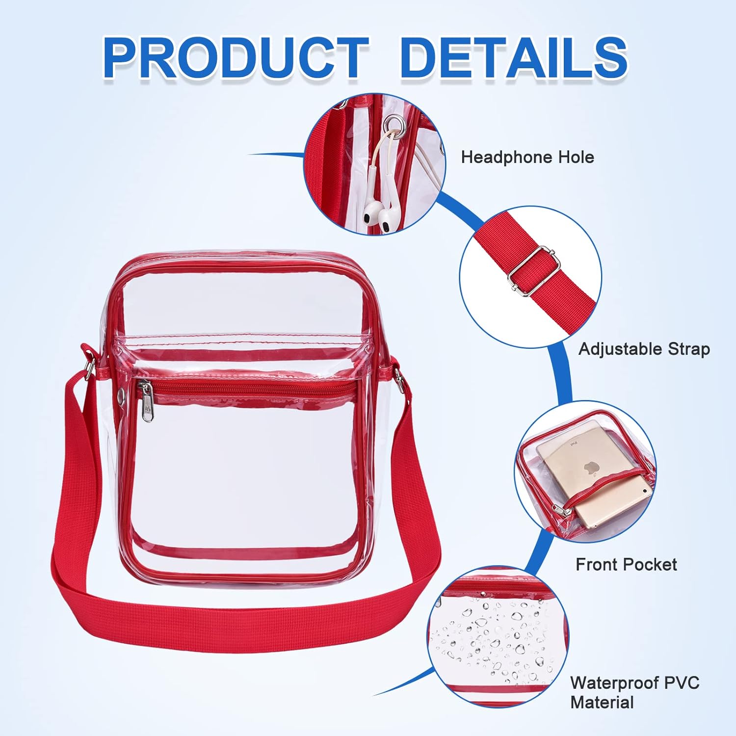 Clear Purse for Stadium Events Clear Messenger Bag for Men and Women