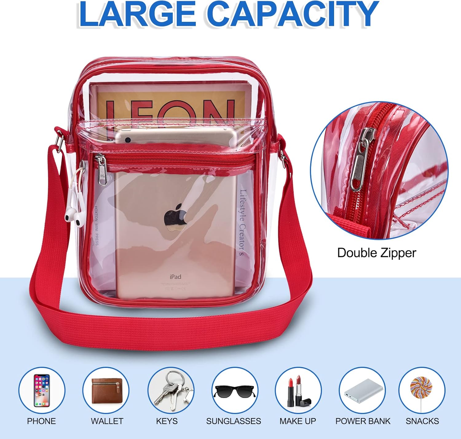 Clear Purse for Stadium Events Clear Messenger Bag for Men and Women