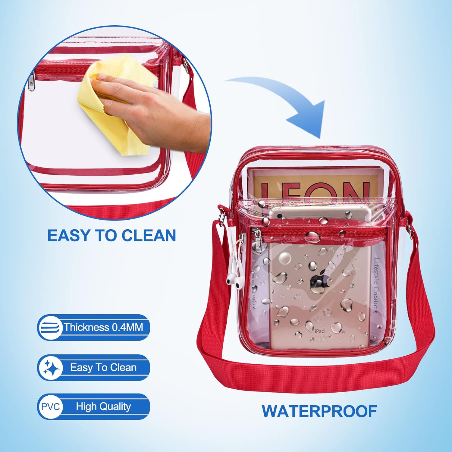 Clear Purse for Stadium Events Clear Messenger Bag for Men and Women