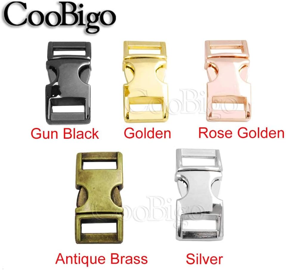CooBigo 10 Pack 3/8" Metal Side Release Buckles for Paracord Bracelets Mix FLQ100 Mix-s