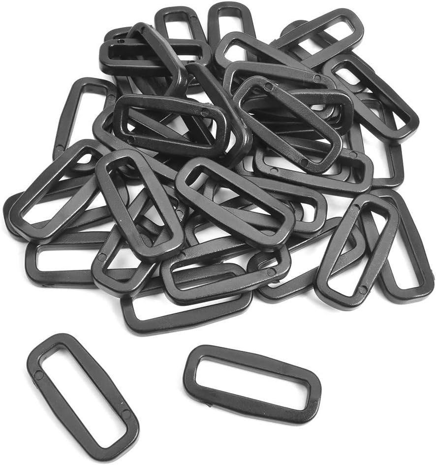 CooBigo Strap Loops Looploc Buckles Rectangle Rings Plastic Black Backpack Straps Webbing Bag Parts