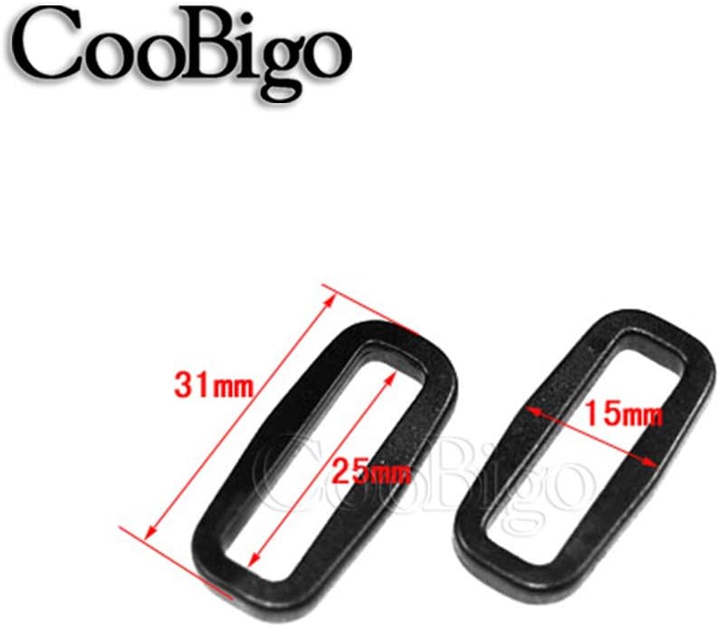 CooBigo Strap Loops Looploc Buckles Rectangle Rings Plastic Black Backpack Straps Webbing Bag Parts