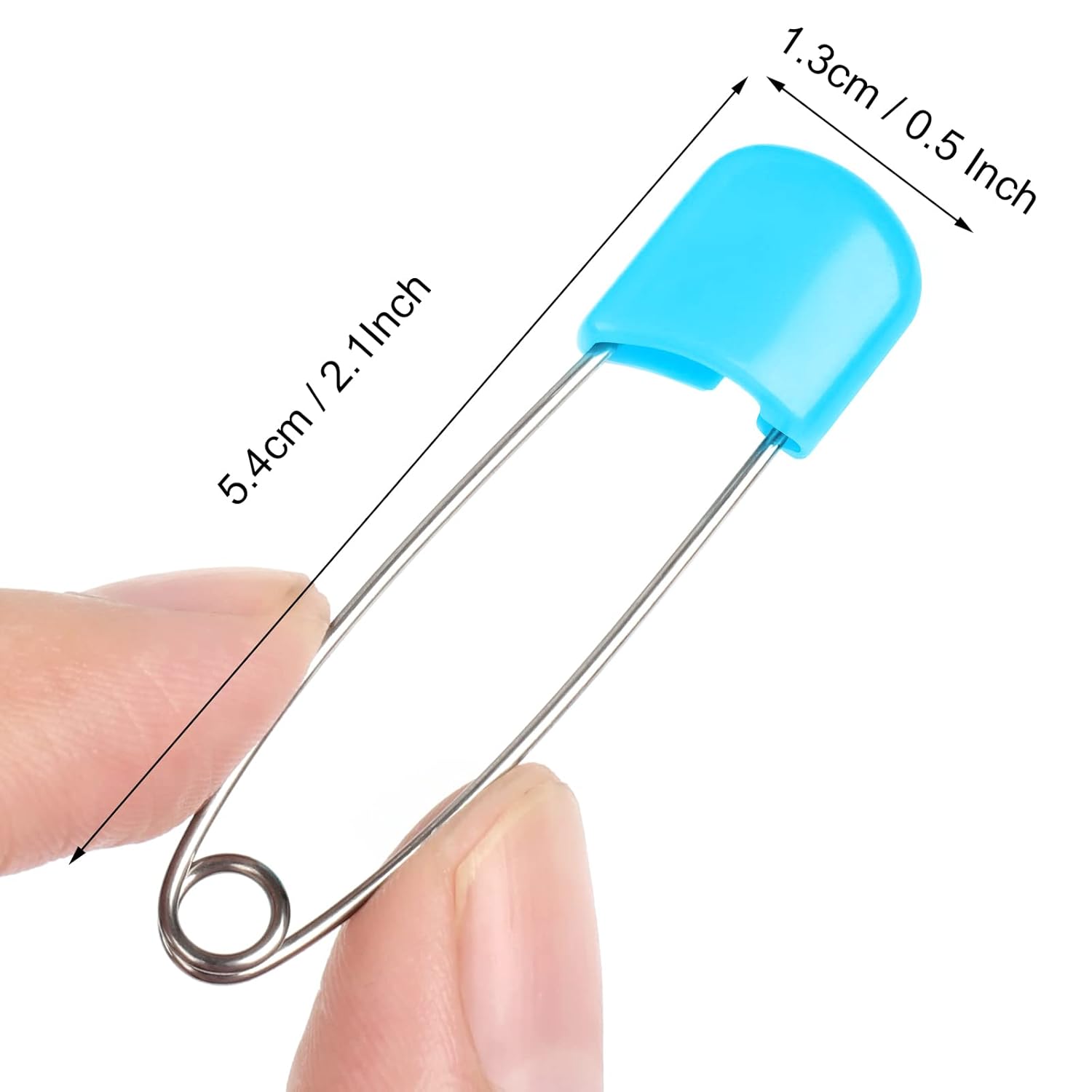 100 Pcs Diaper Pins, Baby Safety Pins, Diaper Pins for Cloth Diapers, Heavy Duty, Stainless Steel, ABS Plastic, Colorful Red, Yellow, Pink, Blue, Green, Purple , 2.2in, Safe Locking Closures