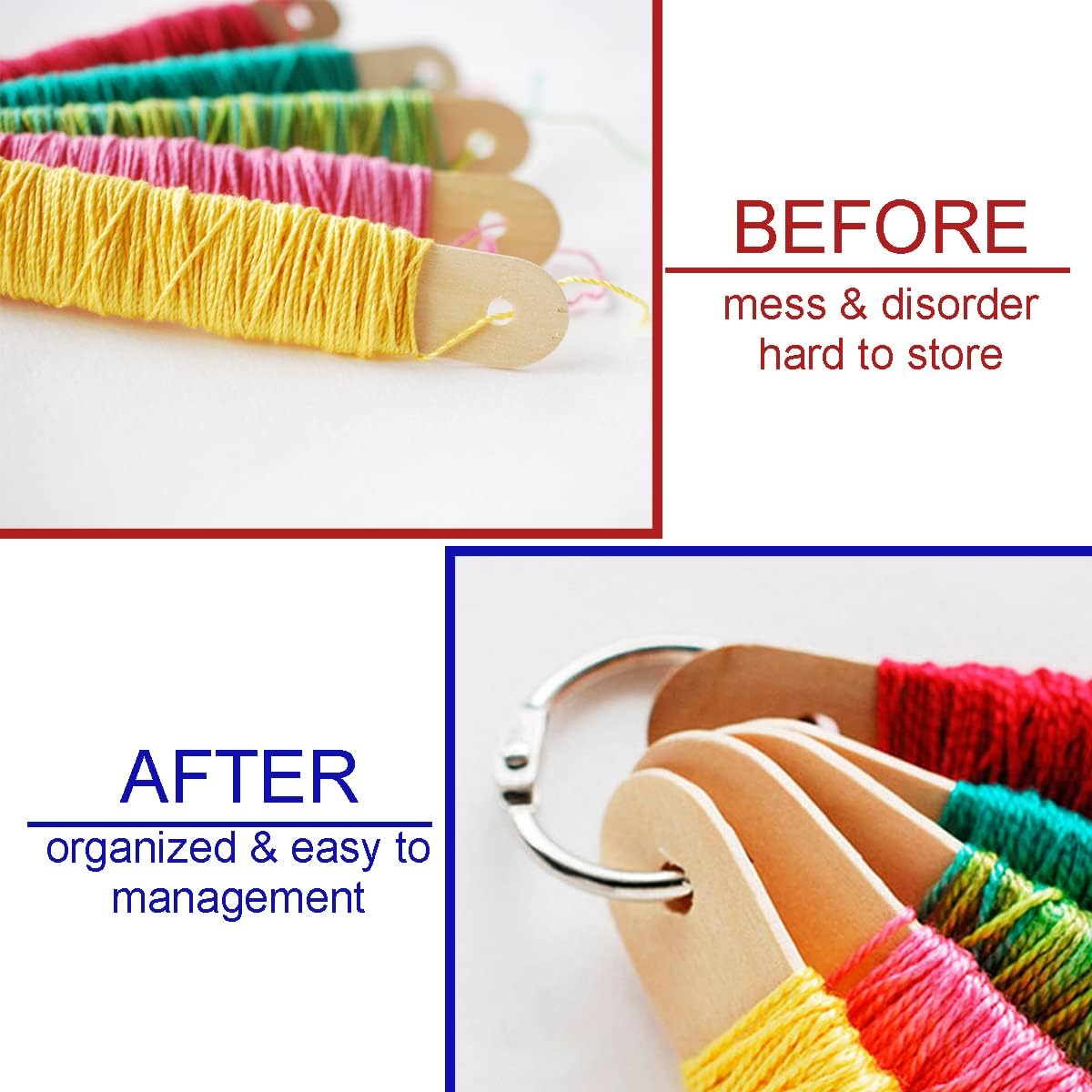 CooBigo Loose Leaf Binder Rings 1 Inch Metal Book Ring Clip for Index Card, Flashcard, Shower Curtain, DMC Embroidery Floss Organizer, Key Chain - Silver 50 Pack