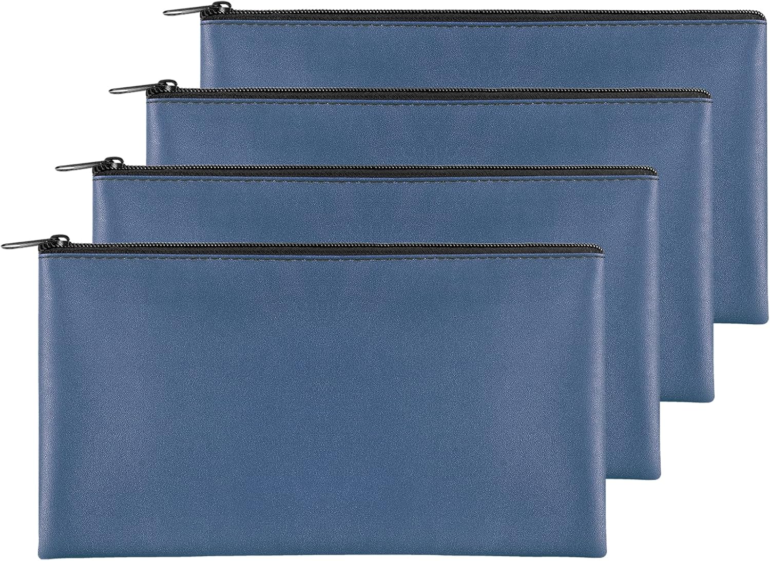 4 Pieces Money Bags With Zipper, 11x6.1 inch Money Pouch, Bank Bag, Cash Bag, Check Wallet, Cosmetics navy