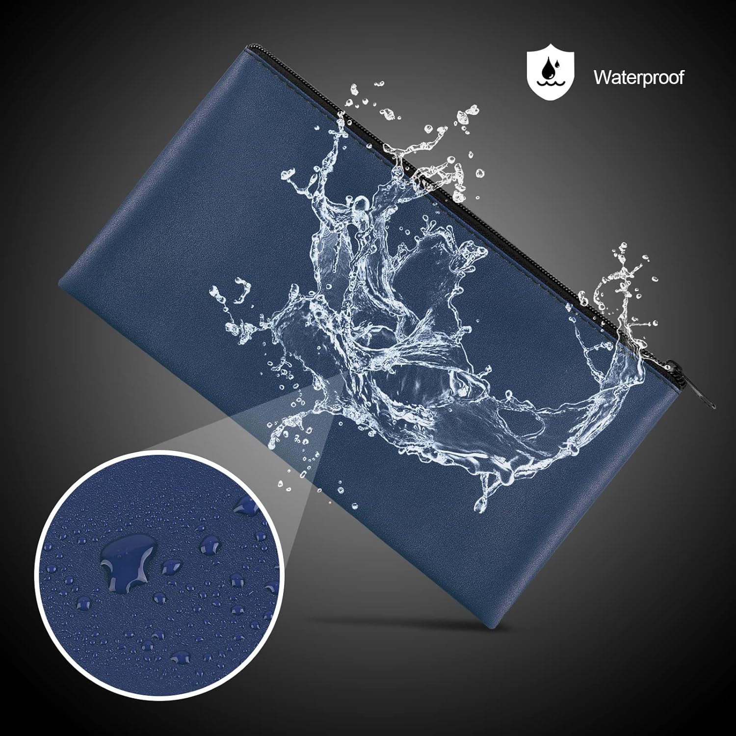 4 Pieces Money Bags With Zipper, 11x6.1 inch Money Pouch, Bank Bag, Cash Bag, Check Wallet, Cosmetics navy