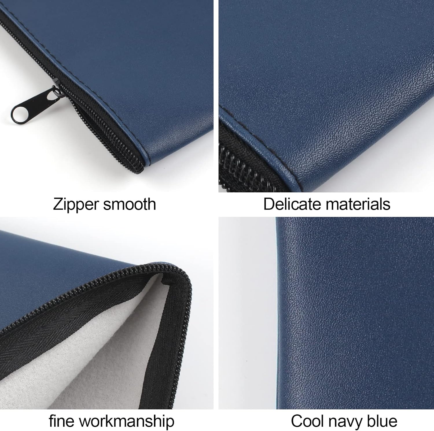 4 Pieces Money Bags With Zipper, 11x6.1 inch Money Pouch, Bank Bag, Cash Bag, Check Wallet, Cosmetics navy