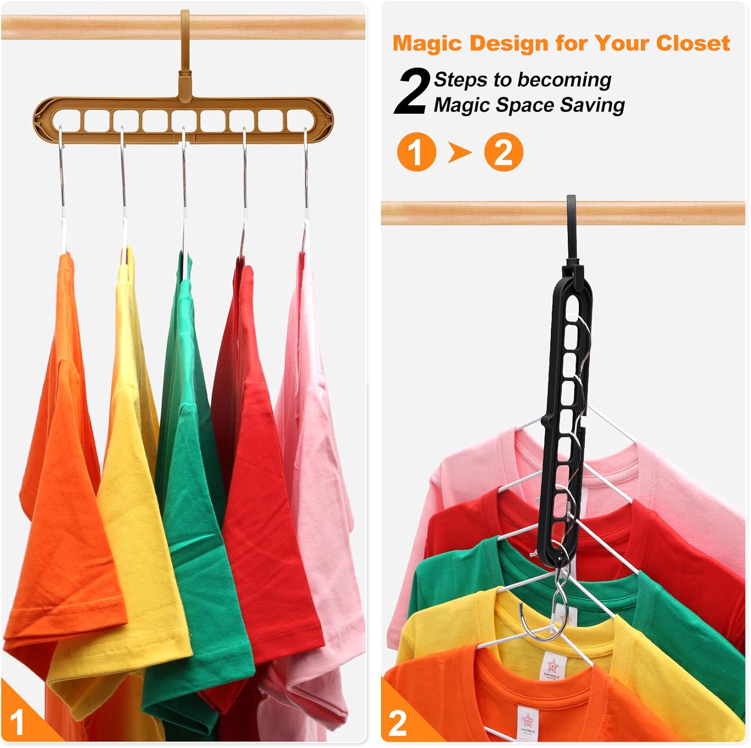 Closet Organizers and Storage,College Dorm Room Essentials, Multifunctional Organizer Magic Space Saving Hangers with 9 Holes Storage Organization for Wardrobe