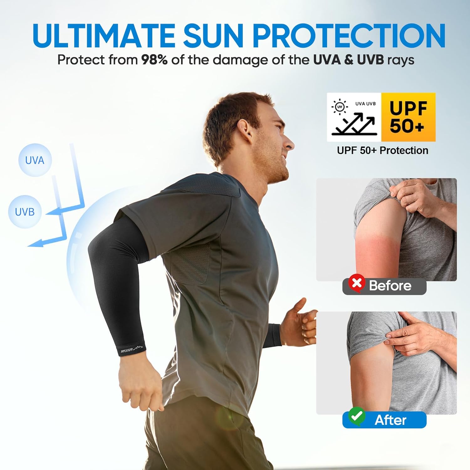 Cooling Arm Sleeves for Men Women, UV Sun Protection UPF 50, Volleyball Arm Sleeves Compression Sleeves for Outdoor