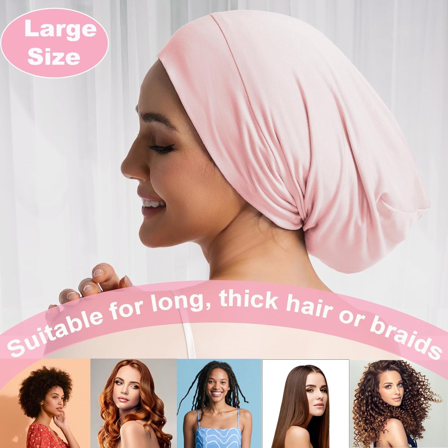 Sleep Cap Bonnet for Sleeping Black Women Men, Adjtable Cooling Lining Bonnets for Curly Hair Wrap Braids Beanie Night Hat