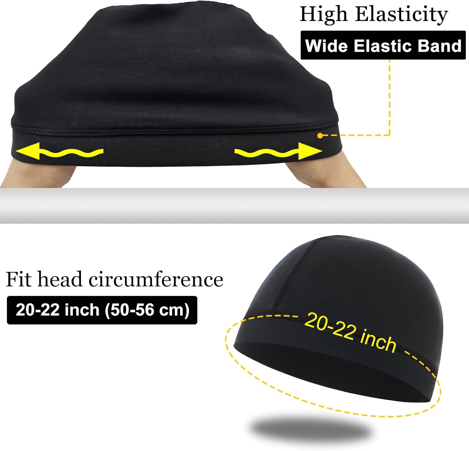 Cotton Stocking Wave Cap for Men, Wave Caps for 360 540 720 Waves, Good Compression Over Durag Sleeping Skull Hat