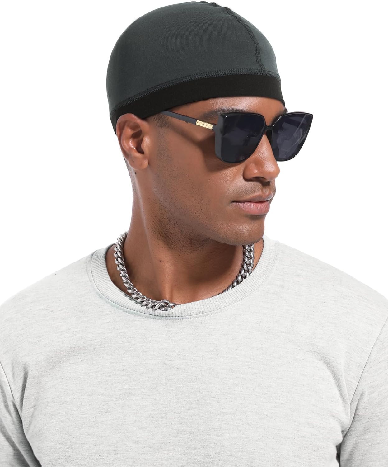Cotton Stocking Wave Cap for Men, Wave Caps for 360 540 720 Waves, Good Compression Over Durag Sleeping Skull Hat