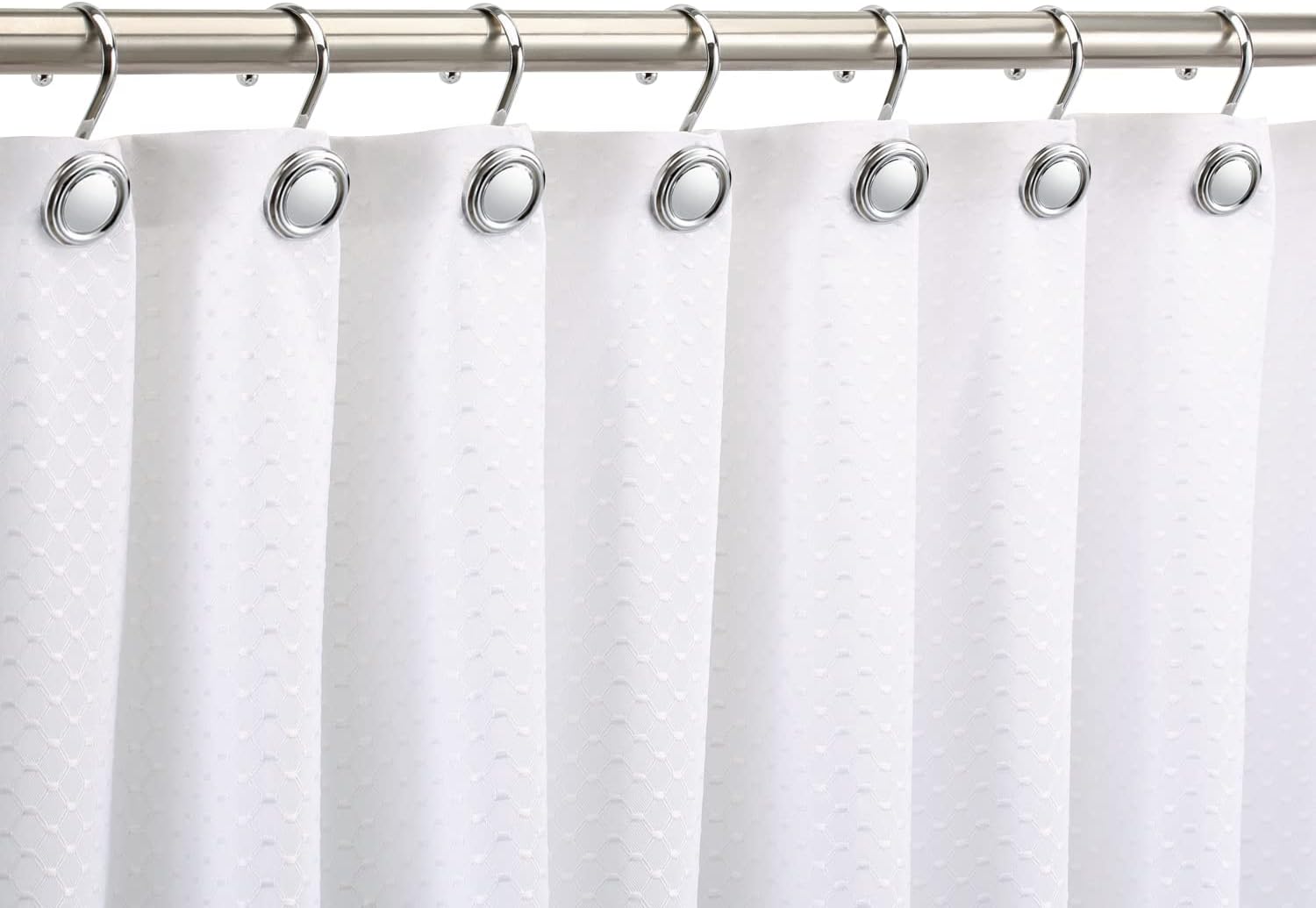 Silver Shower Curtain Hooks, Chrome Decorative Shower Curtain Hooks for Bathroom, Rt Proof Shower Curtain Rings Hangers for Shower Curtain Rod,Set of 12 Metal Glossy Round Design