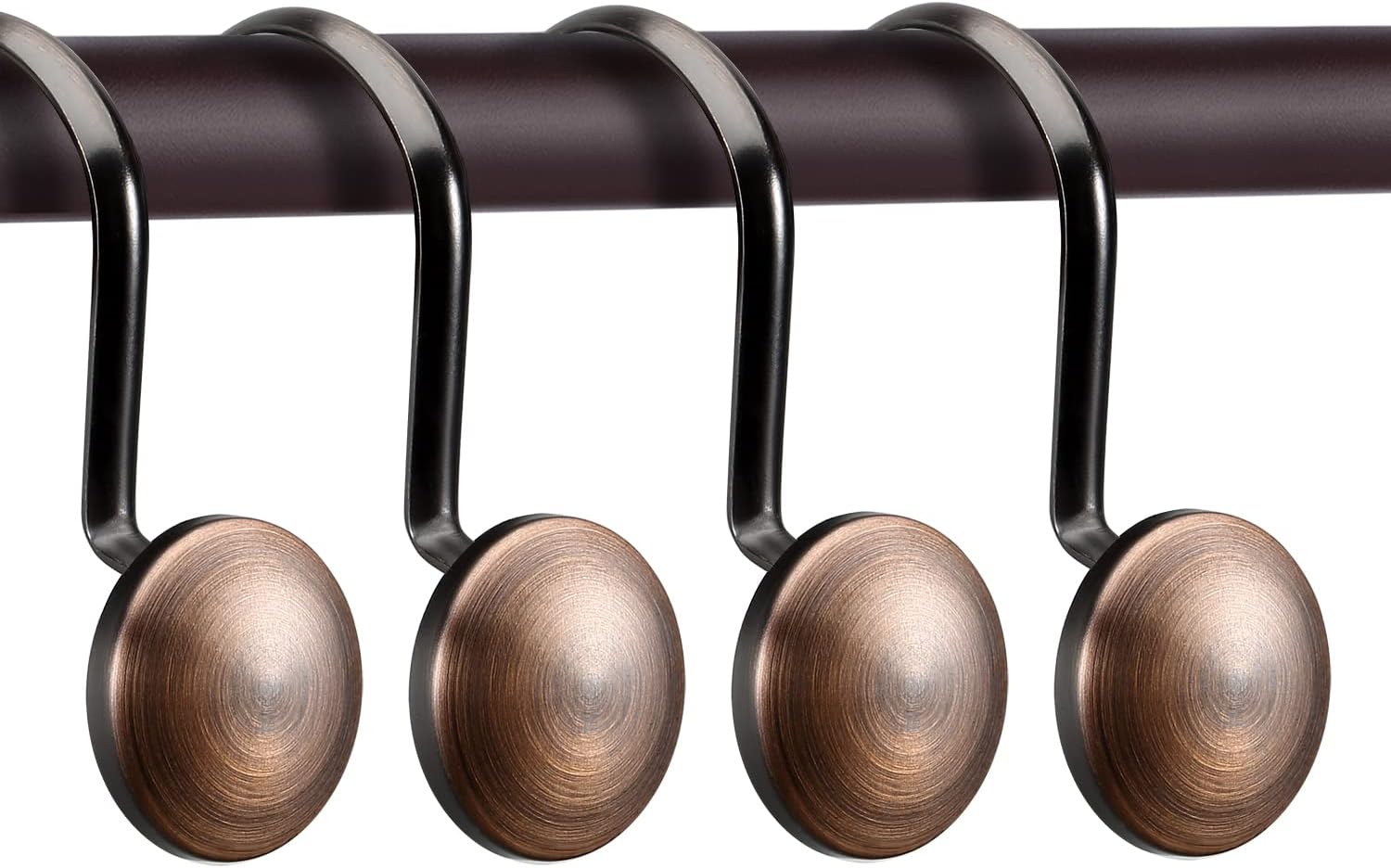 Bronze Shower Curtain Hooks, Rtproof Shower Hooks for Shower Curtain Bathroom, Oil Rubbed Decorative Shower Rings for Shower Curtain Rod Hangers, Thread Shape Design Set of 12