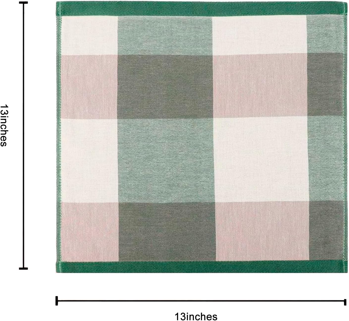6 Pack 100% Cotton Washcloths, Dual-Sided Design Terry + Gauze Facecloths, 13x13 Inch Ginghqm Washrags, Soft & Skin-Friendly, for Bathroom, Kitchen & Hoehold Green, 13x13 Inches