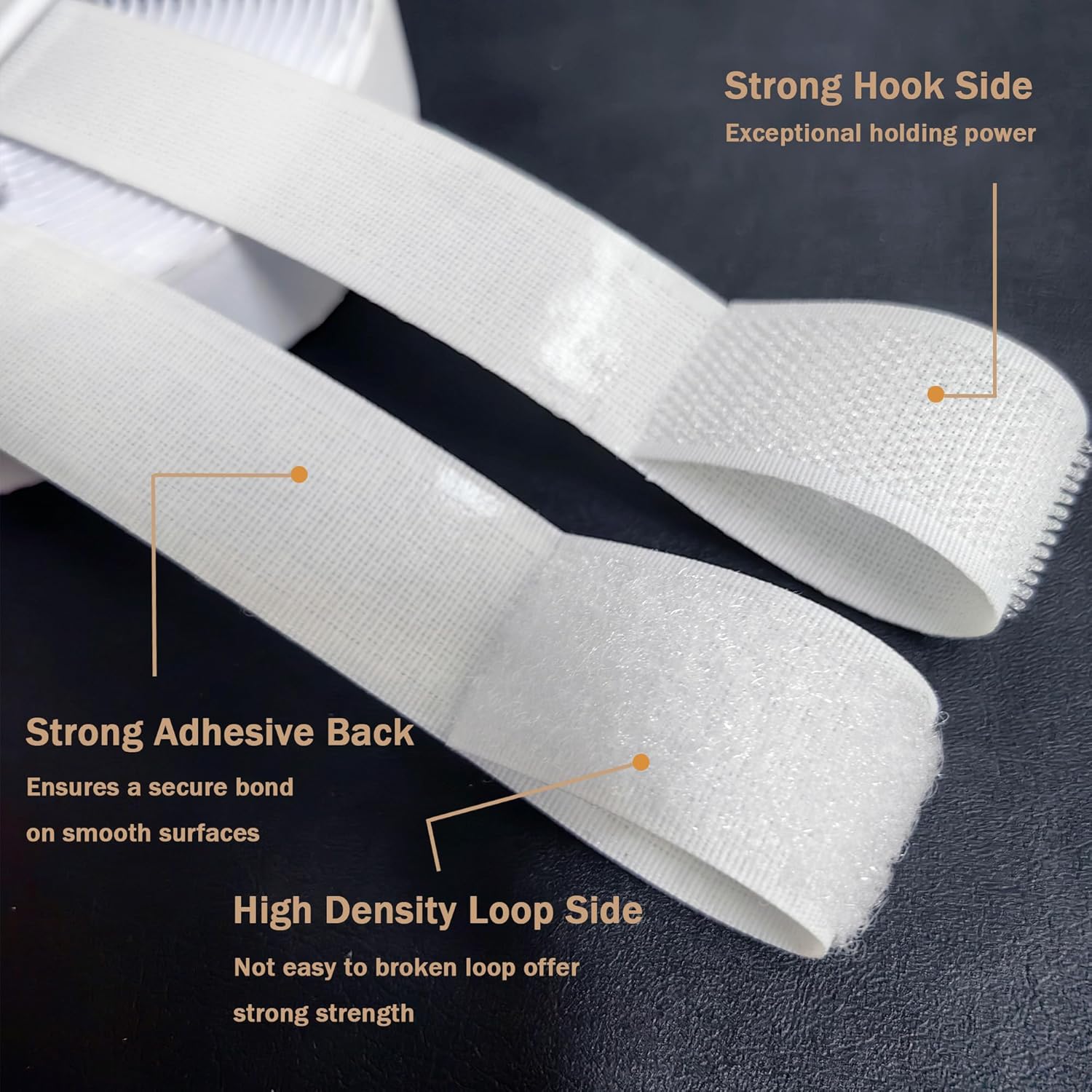 2 Inch Wide Hook and Loop Tape, Excellent Grip, Strong Adhesive Back, Nylon Self-Adhesive Fastener Strips for Fixing and Hanging, Home School and Office e White, 15 Feet