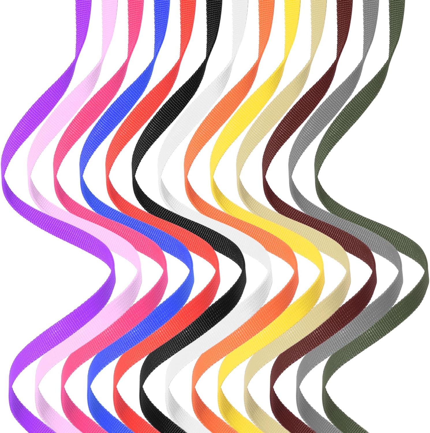 CooBigo 13 Rolls Webbing Strap 3/8 Inch 3/4 Inch 1 Inch 1.5 Inch 2 Inch Polyester Webbing 13 Colors &13 Yards 3/8" 3/4" 1" 1.5" 2" Webbing Strapping for Bags/Lawn Chair DIY Crafting