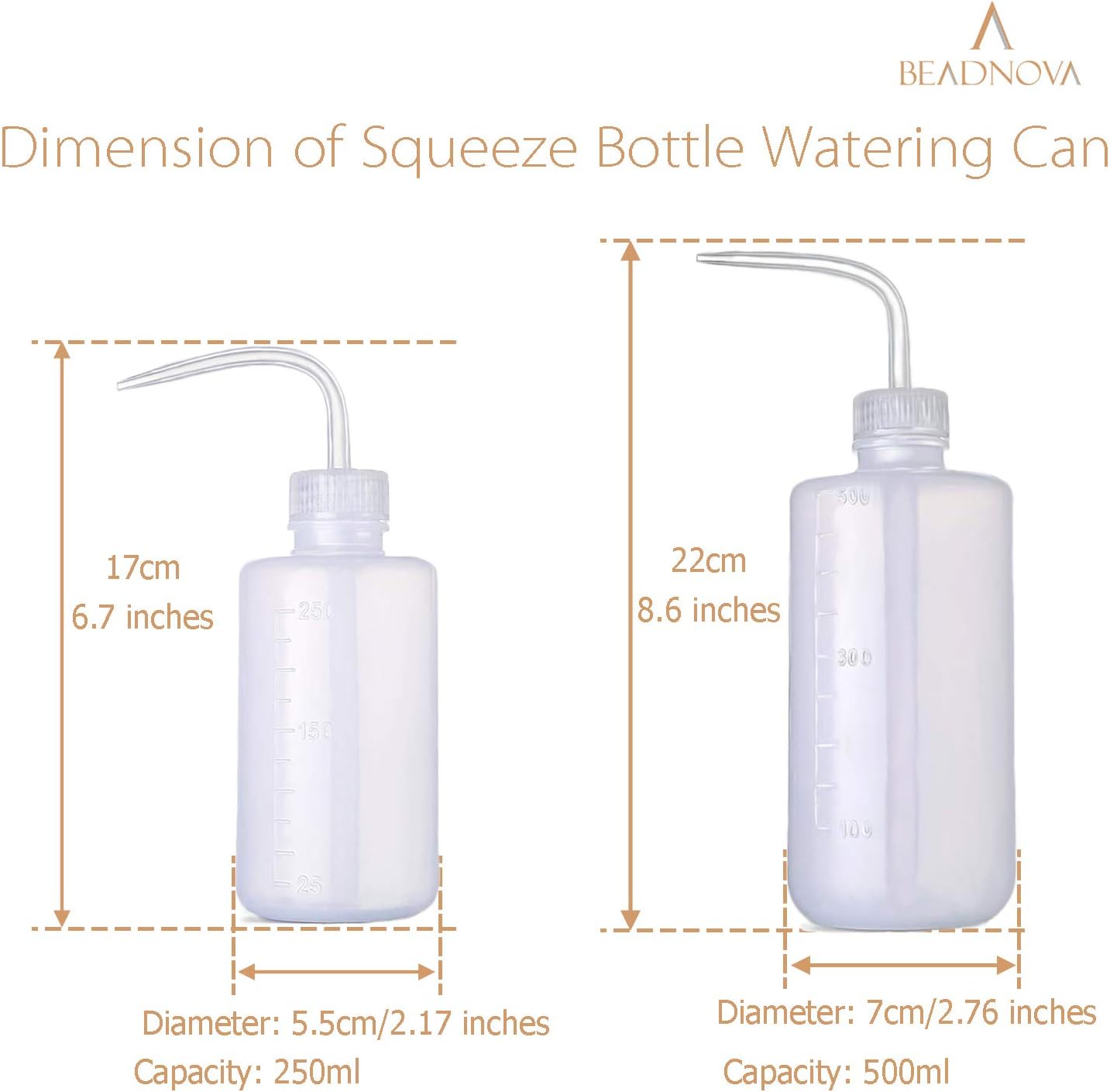 Squeeze Bottle Plant Watering Can Eye Wash Bottle Squeeze Irrigation Plastic Small Watering Can for Indoor Plants Tattoo 2pcs, 250ml and 500ml