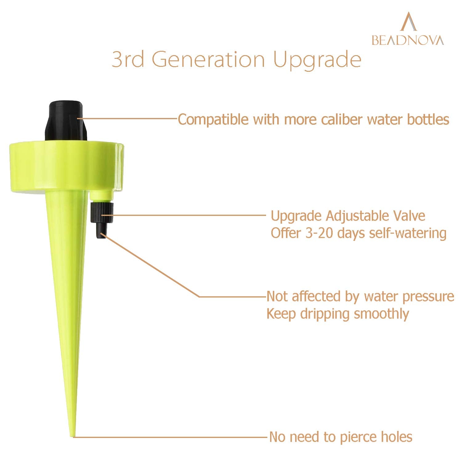 Plant Self Watering Spikes Automatic Irrigation Equipment Adjtable Self Watering Spikes for Plants with Slow Release Control Valve Orange Blue Green, 6pcs