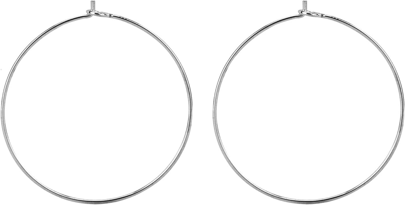 925 Sterling Silver Hoop Ear Wires Hoop Earrings Wires Earwires for Jewelry Making Earrings Making DIY 2pcs, 30mm