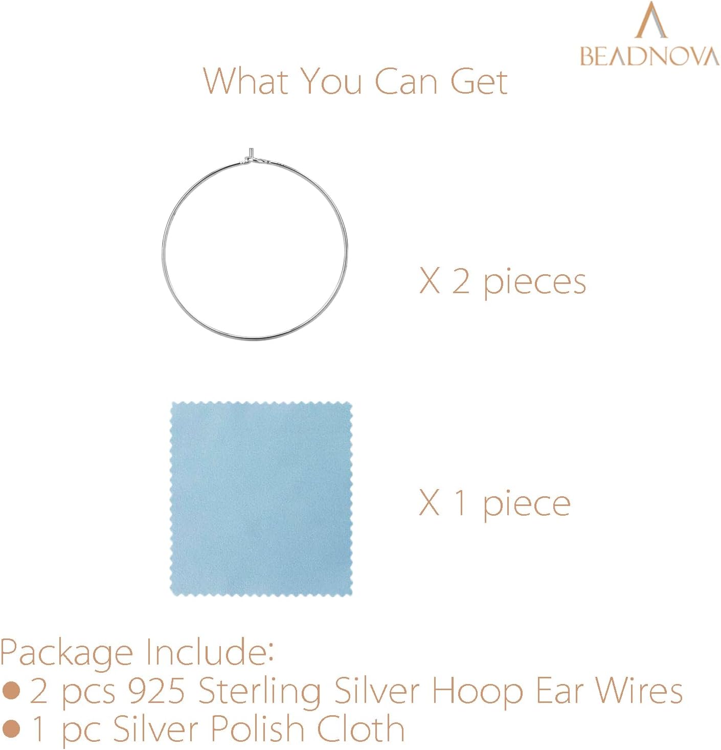 925 Sterling Silver Hoop Ear Wires Hoop Earrings Wires Earwires for Jewelry Making Earrings Making DIY 2pcs, 30mm