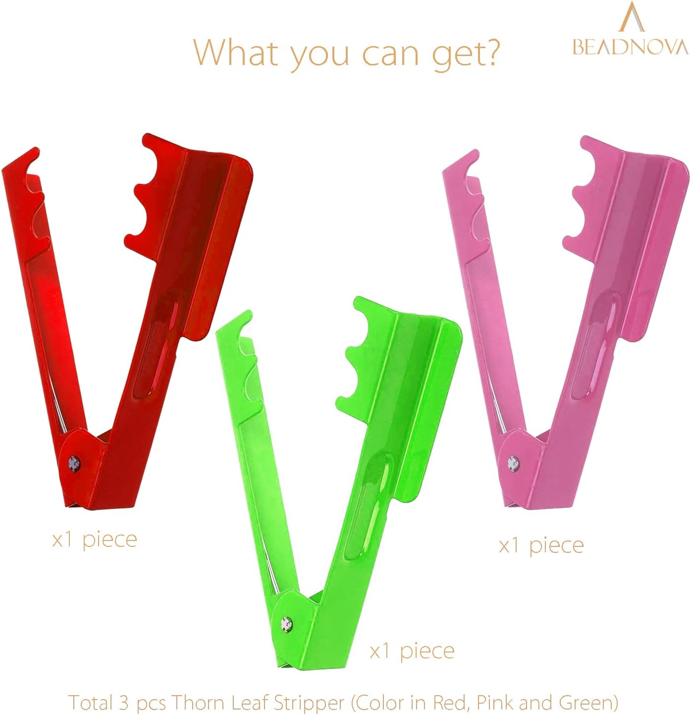 Rose Thorn Stripping Tool Stripper Metal Stripper Thorn Remover for Floral DIY and Gardening 3pcs, Red Green and Pink