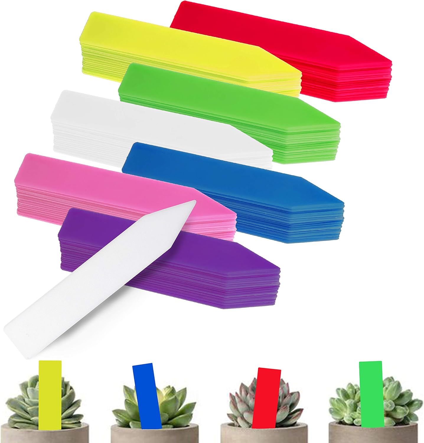 Plant Labels 140pcs Plant Tags Multicolor Identification Stakes Plastic Labels for Pots Garden 4 Inch, 7 Colors