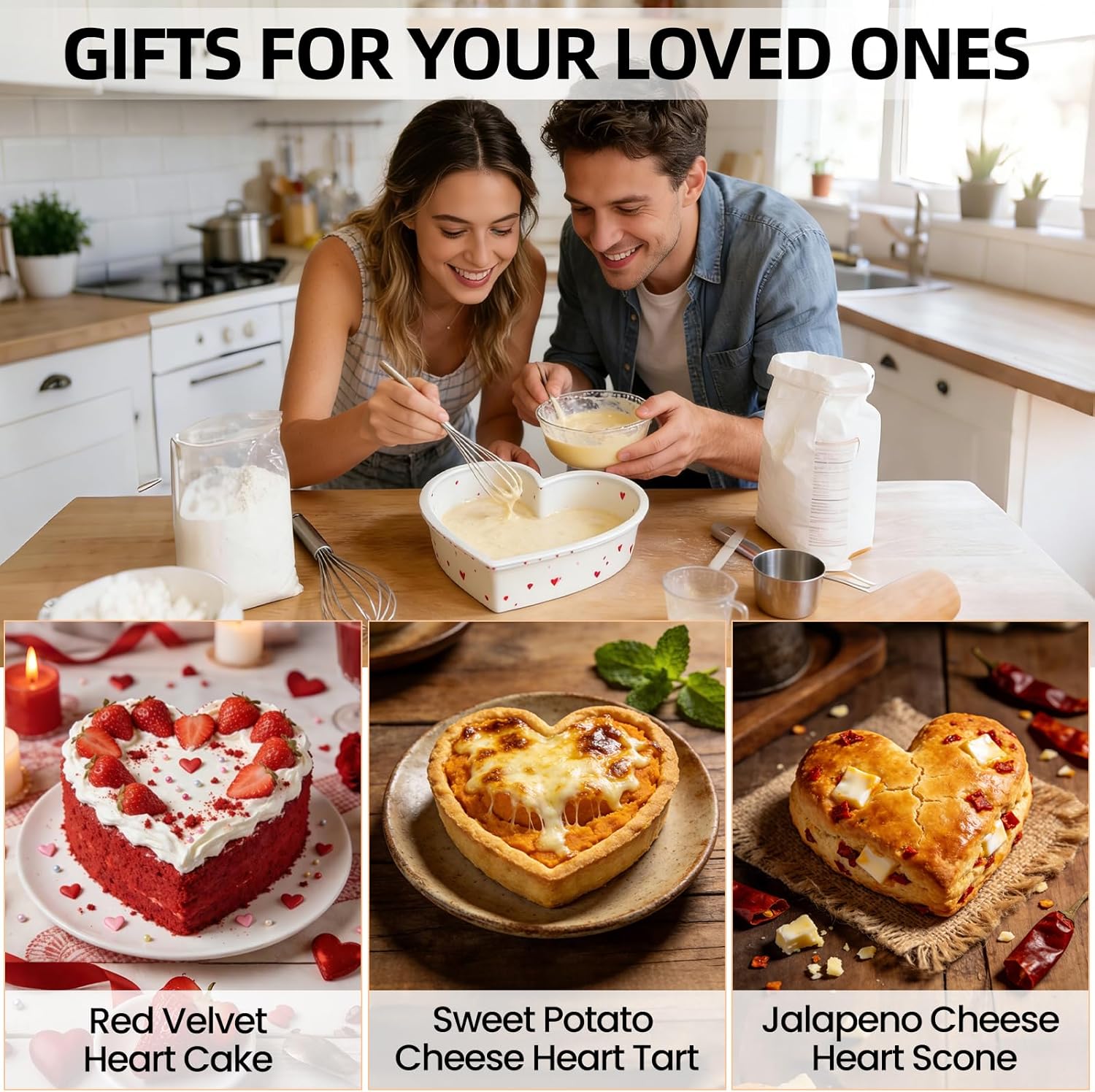 2P 10 Inch Silicone Heart Shaped Cake Pans, Nonstick Cake Pan, BPA Free Silicone Heart Cake Baking Mold for Oven Dishwasher Safe-Heartdot