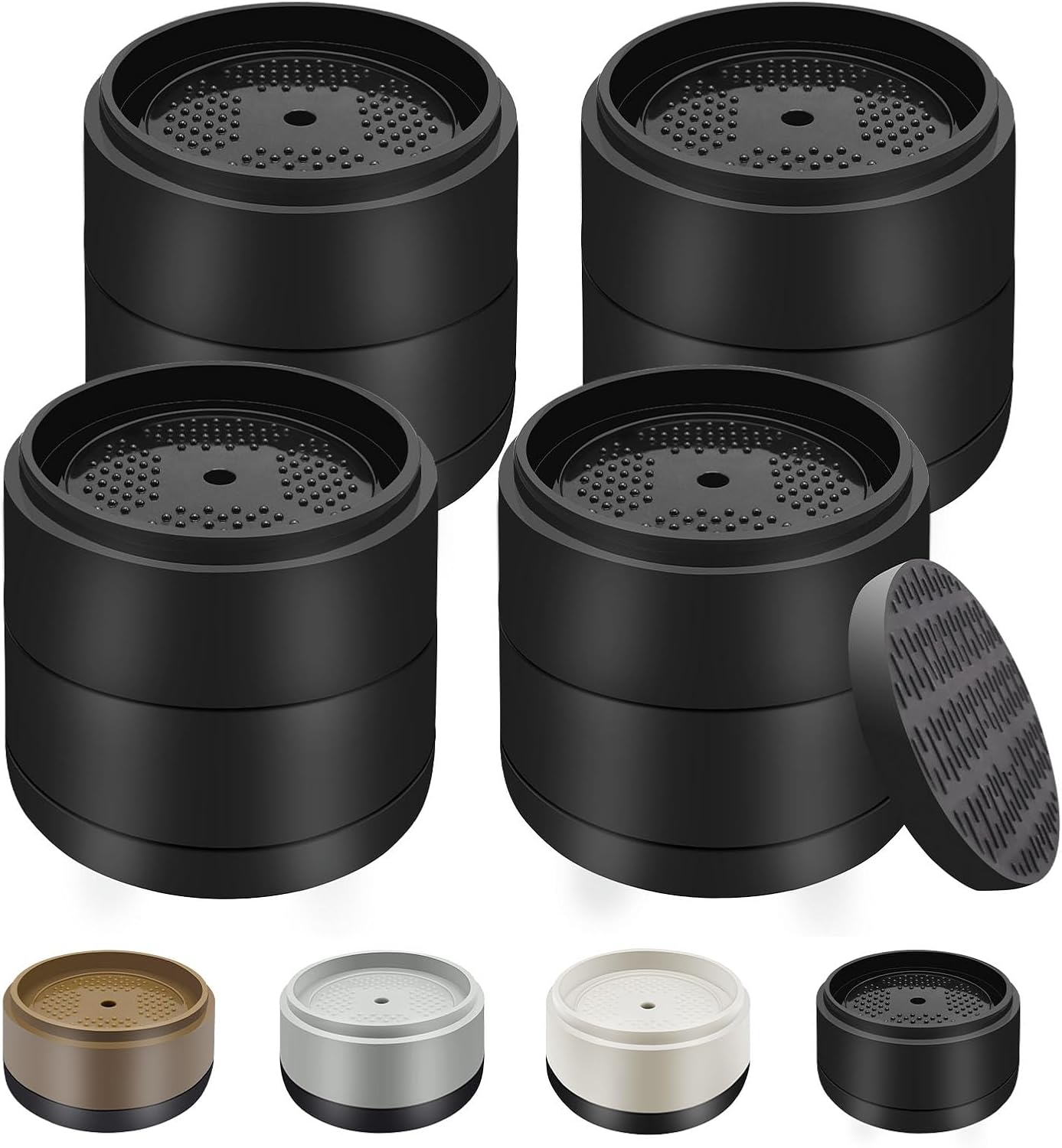 Furniture Risers Bed Risers Heavy Duty 1 inch, 2 inch, 3 inch, 4 inch Round Adjtable Bed Lifts Riser for Desk Legs Table Couch Sofa Chair Refrigerator Washing Machine 1+1 Inch, Black, 4 Pack