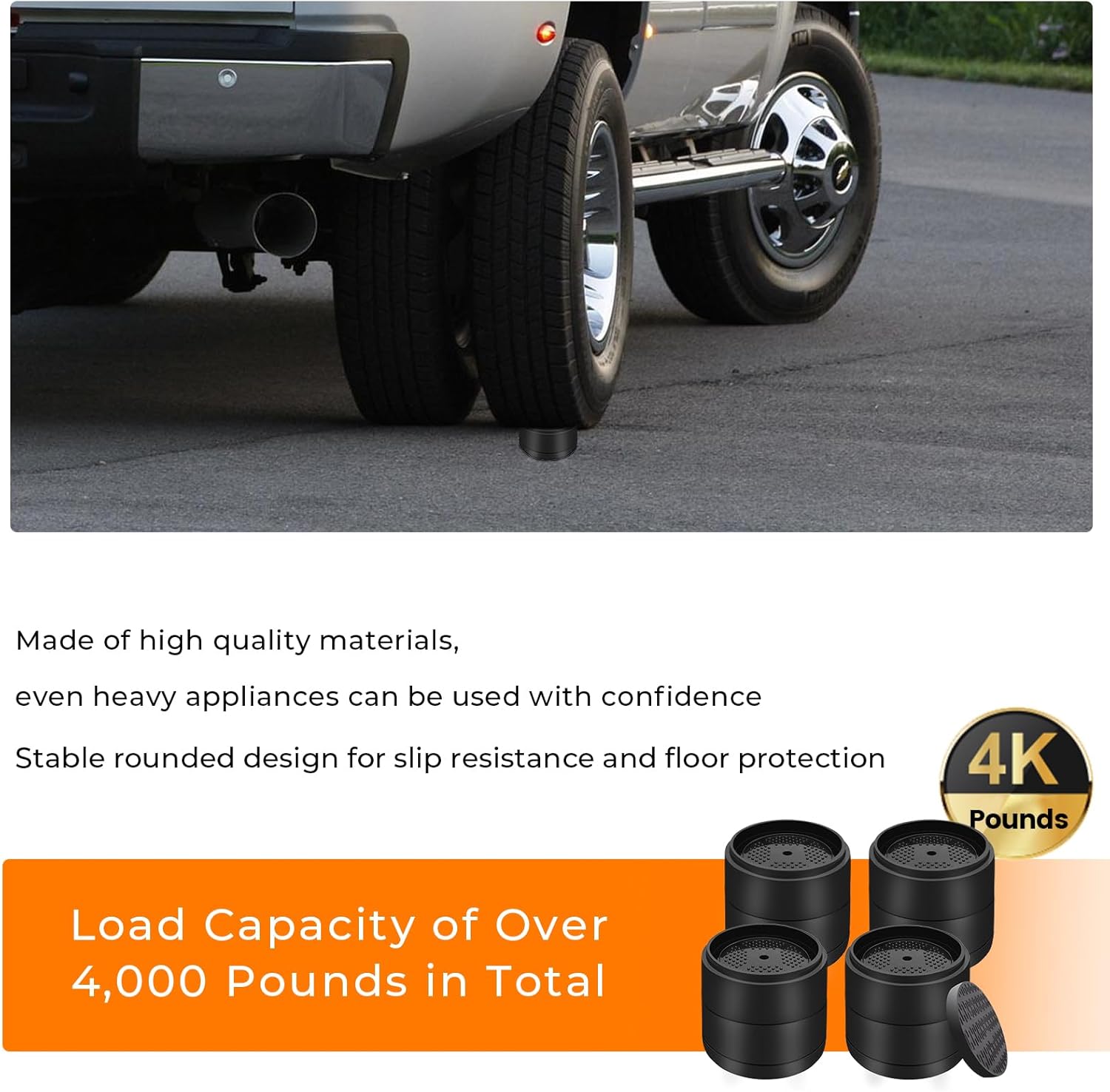 Furniture Risers Bed Risers Heavy Duty 1 inch, 2 inch, 3 inch, 4 inch Round Adjtable Bed Lifts Riser for Desk Legs Table Couch Sofa Chair Refrigerator Washing Machine 1+1 Inch, Black, 4 Pack