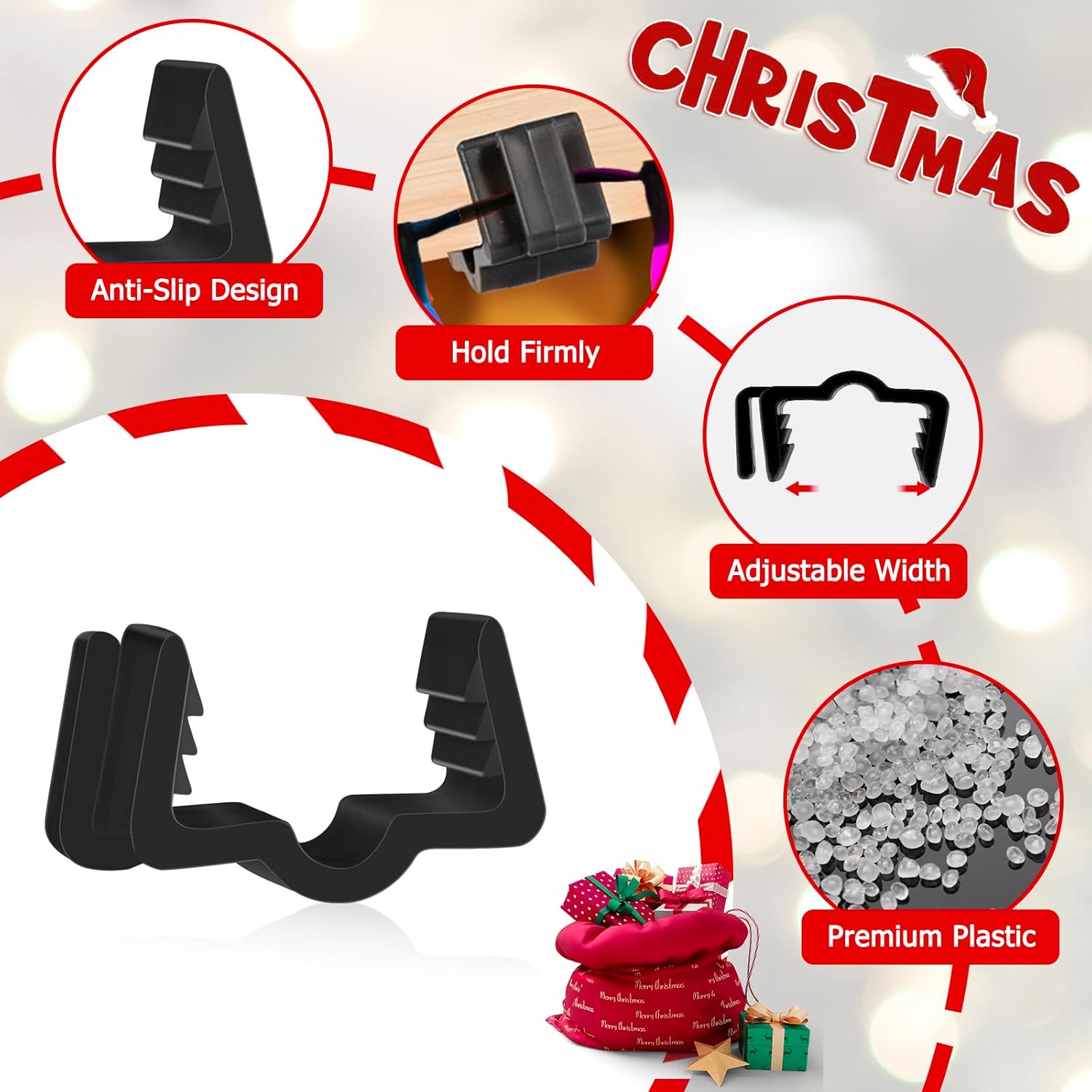 Christmas Light Hanger Clips Fascia Board Light Clips Plastic Holiday Deck Banister Hanger for Christmas Fascia Board Roof Gutter Fence Eave Decoration, Black 30 PCS, 7/8"