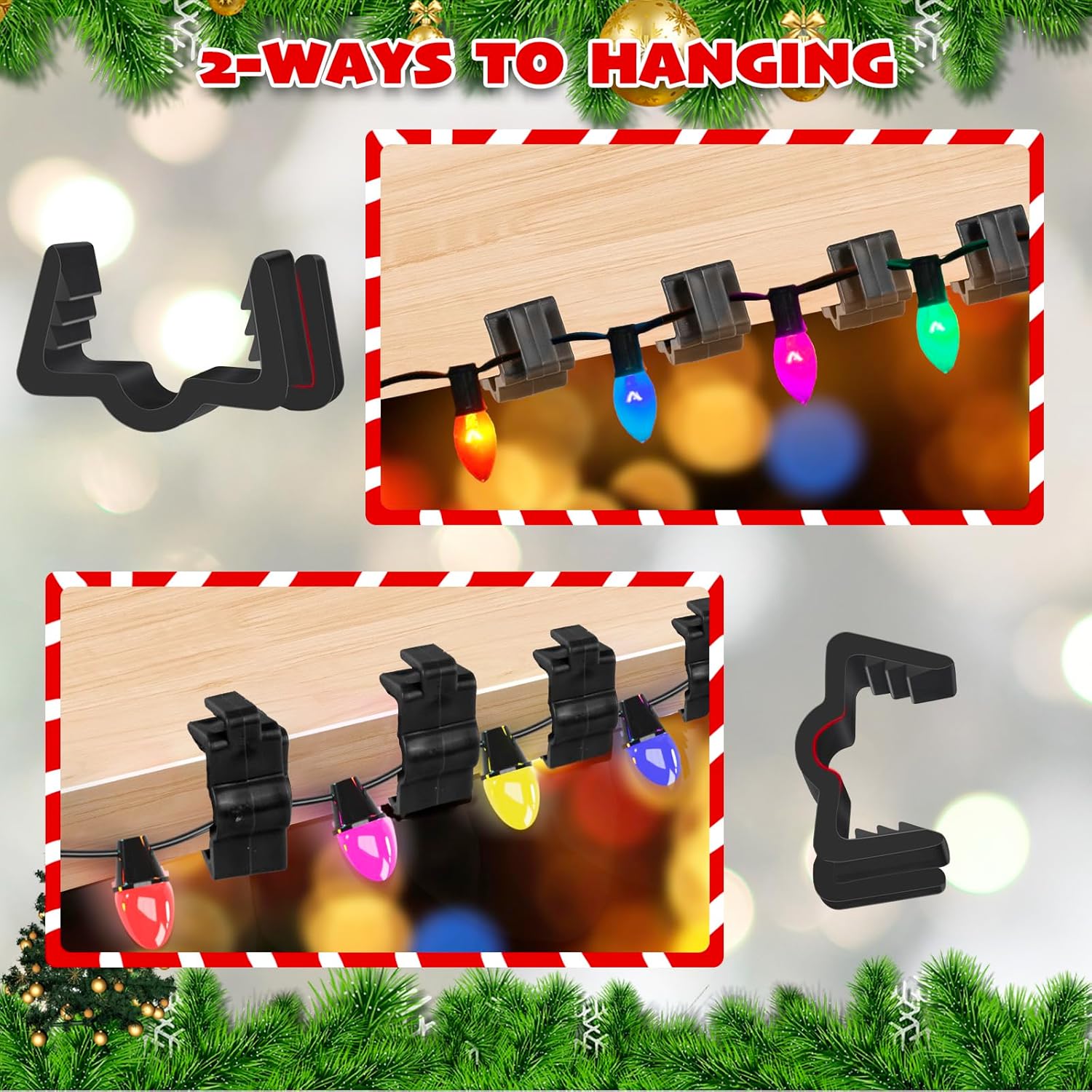 Christmas Light Hanger Clips Fascia Board Light Clips Plastic Holiday Deck Banister Hanger for Christmas Fascia Board Roof Gutter Fence Eave Decoration, Black 30 PCS, 7/8"