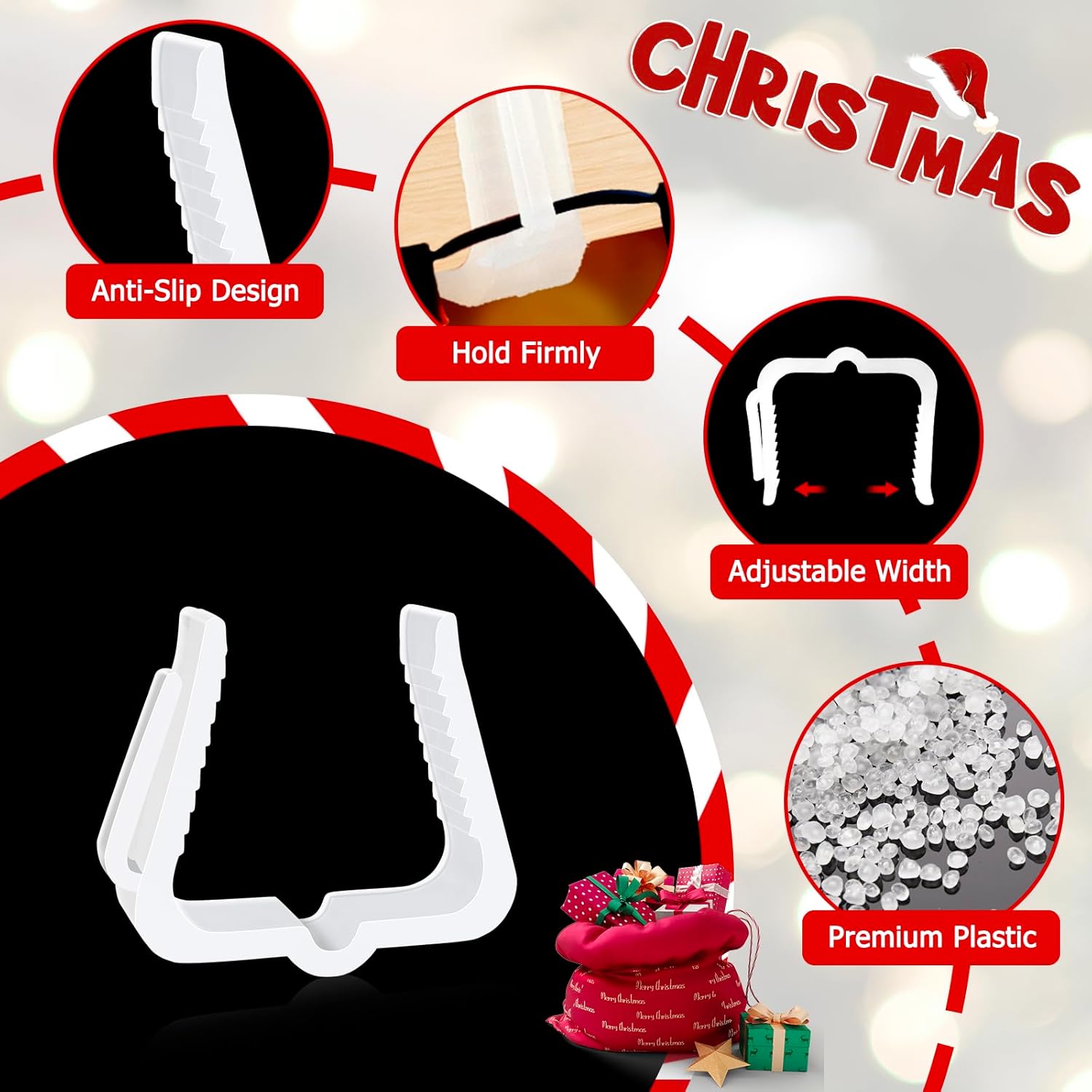 Christmas Light Hanger Clips, Fascia Board Clips, Deck Banister Light Clips, Plastic Holiday Light Clips for Christmas Fascia Board Roof Gutter Fence Eave Decoration 30 PCS, 1 5/8"