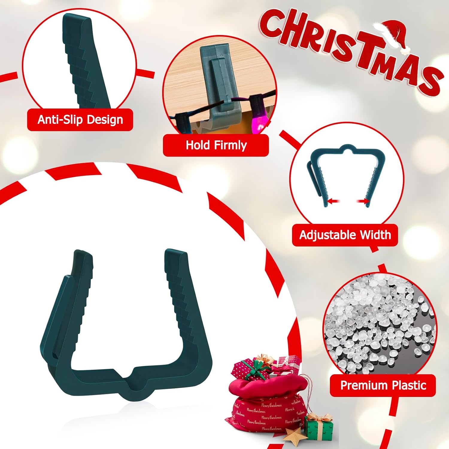 Christmas Light Hanger Clips Fascia Board Light Clips Plastic Holiday Deck Banister Hanger for Christmas Fascia Board Roof Gutter Fence Eave Decoration, Green 30 PCS, 1 5/8"