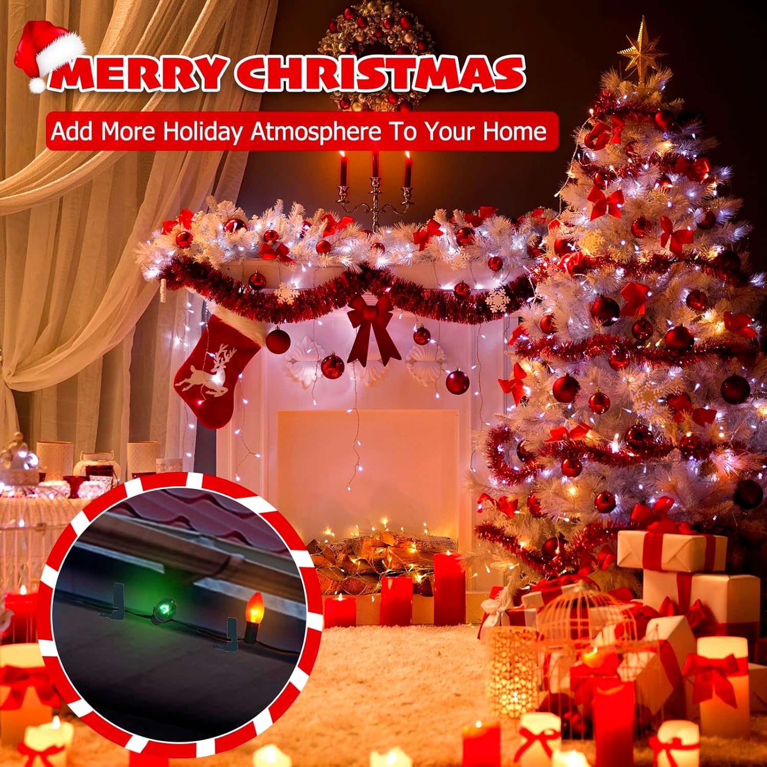 Christmas Light Hanger Clips Fascia Board Light Clips Plastic Holiday Deck Banister Hanger for Christmas Fascia Board Roof Gutter Fence Eave Decoration, Green 30 PCS, 1 5/8"