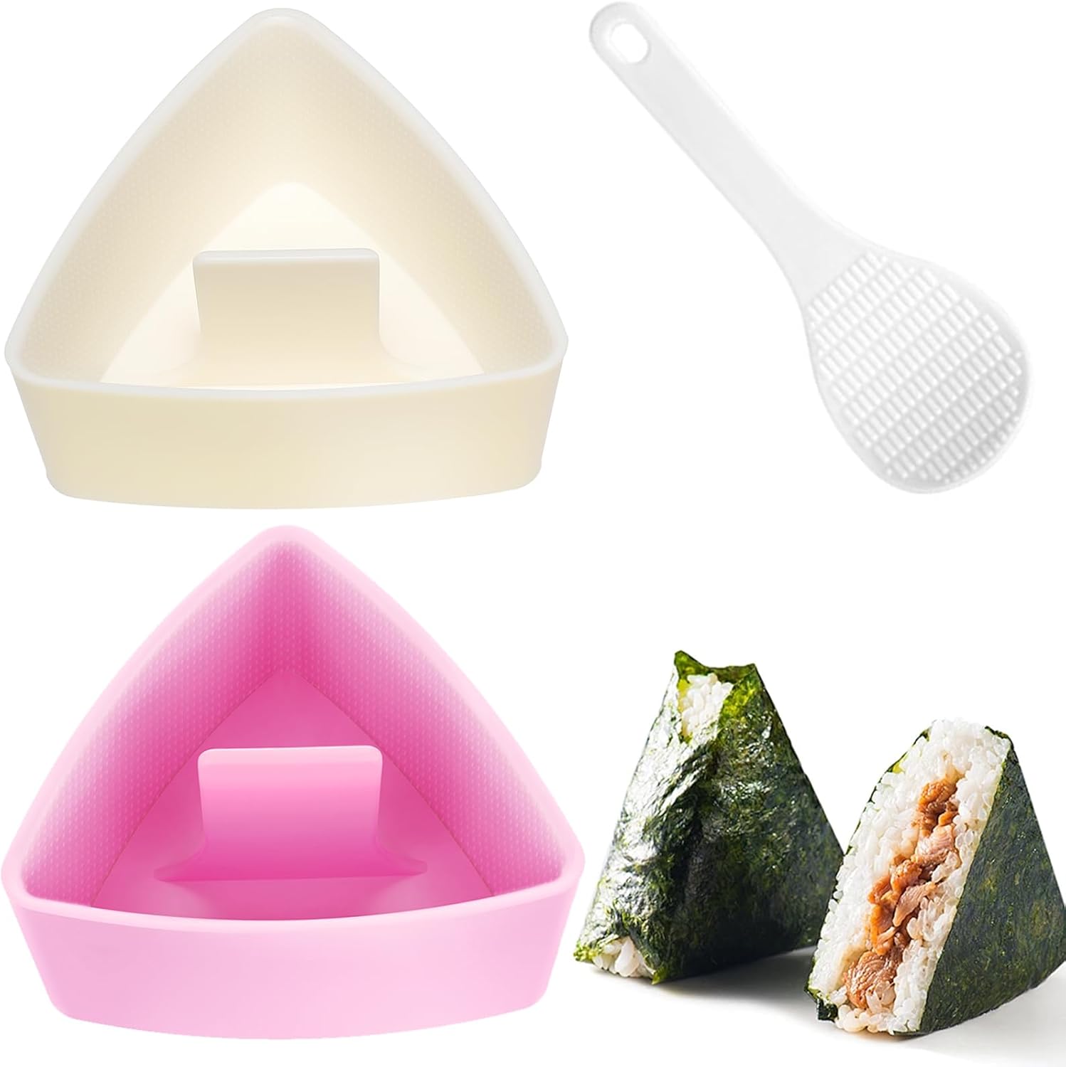 Mubi Press Mold Kit，Onigiri Mold Triangle，4 Pack Japanese Rice Cooker Kit for Lunch Bento