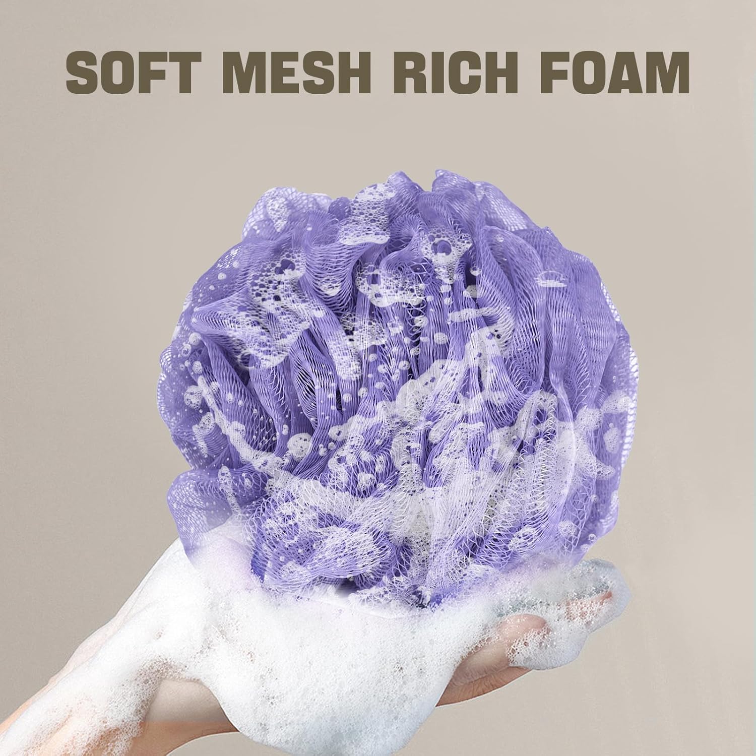 Bath Sponge Loofah Sponge Bath Puffs Shower Pouf Body Scrubber Exfoliating Soft 3 Pack