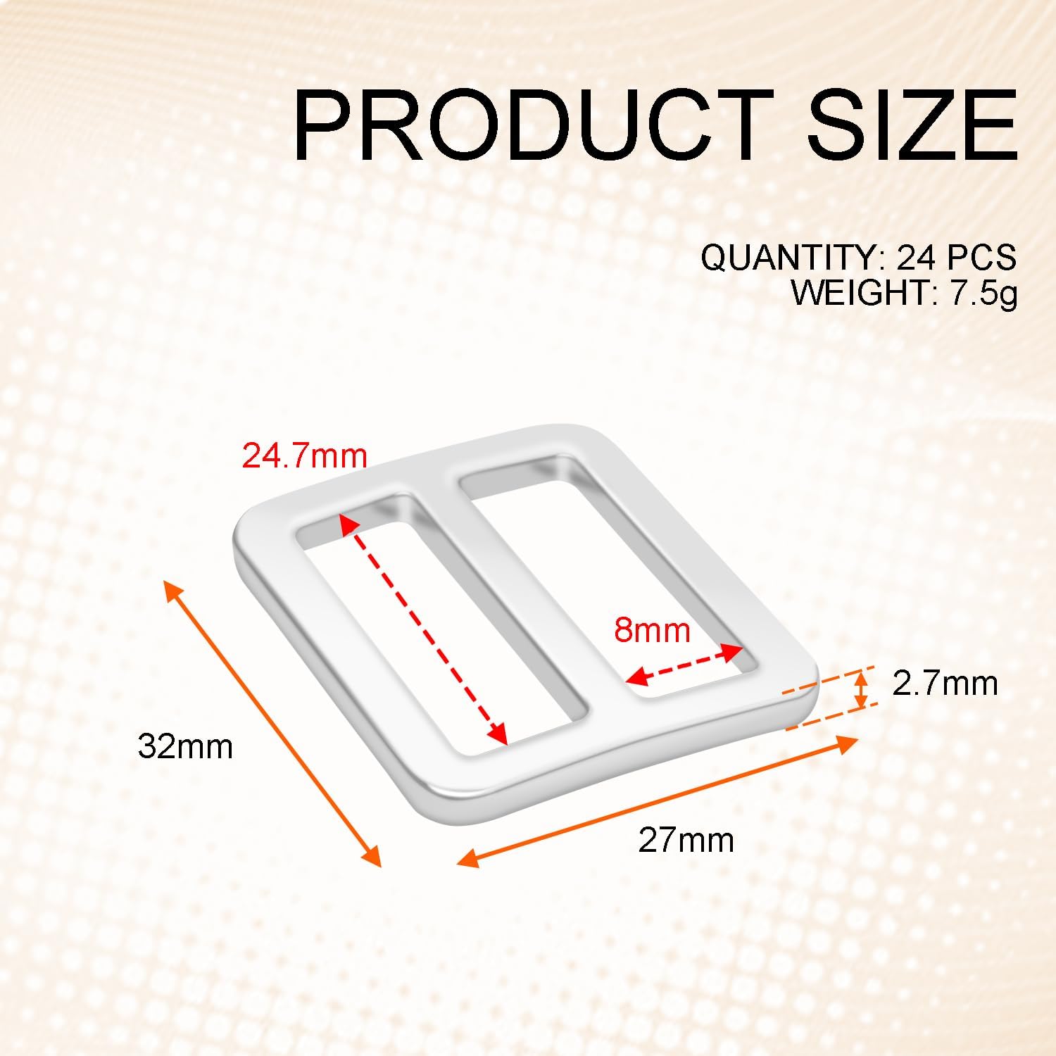 CooBigo 24Pcs 1" Adjustable Buckles Metal Slider Buckles Tri-Glide Slide Strap Adjuster for Shoulder Bag Handbag Dog Collar Backpack Hardware Making